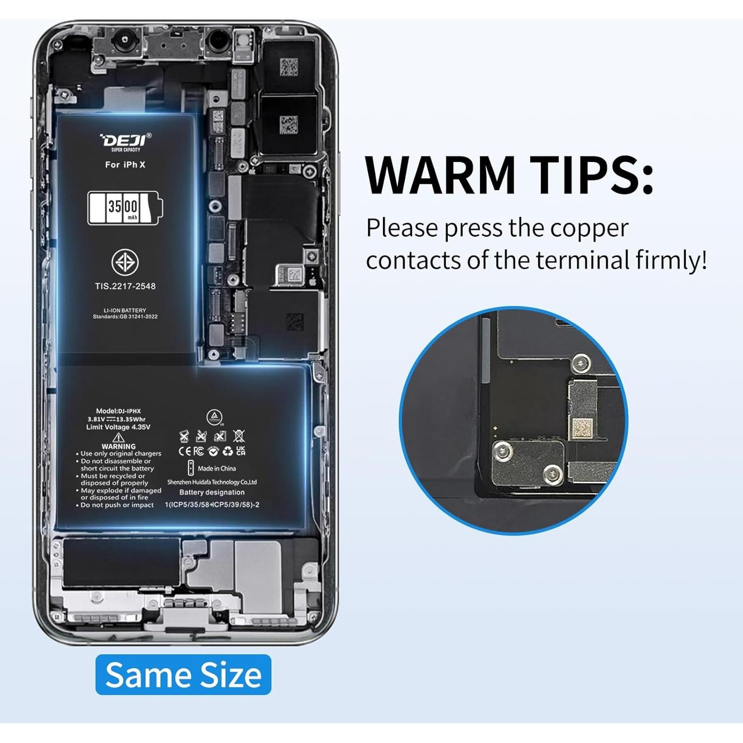 Batería de Reemplazo 3500mAh para iPhone X - Li-ion Alta Capacidad