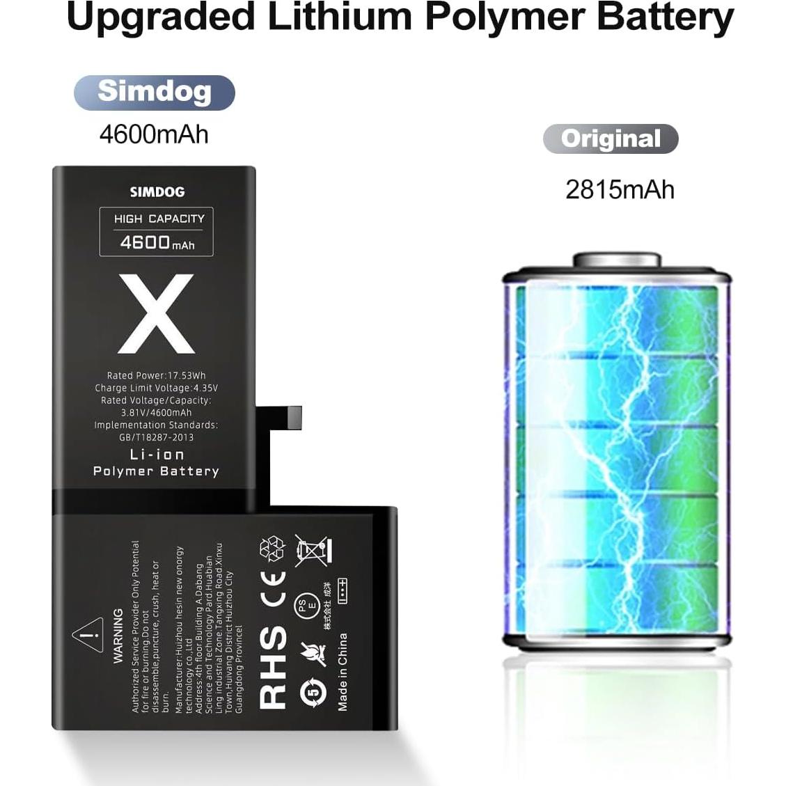 Batería de Reemplazo para iPhone X 4600mAh Huizhou