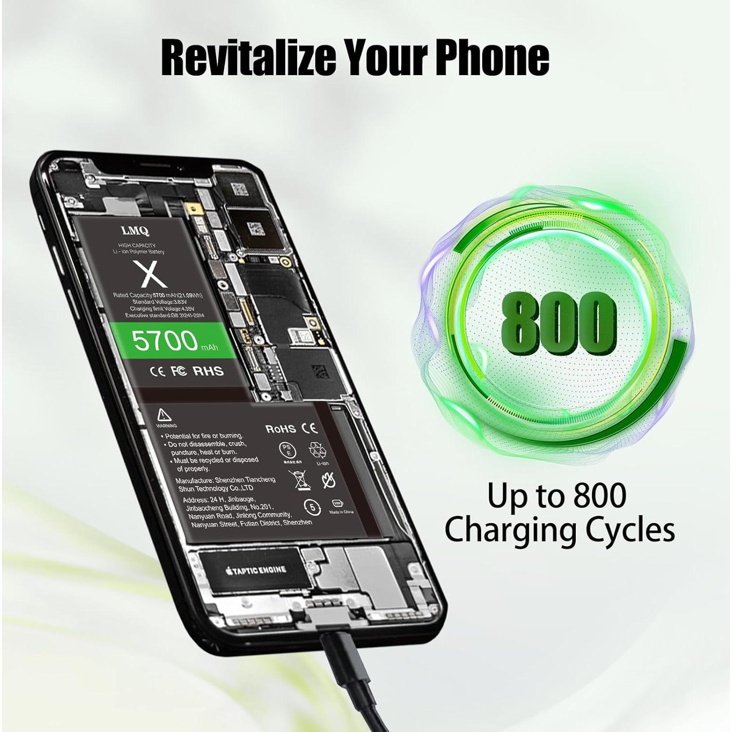 Batería LMQ 5700mAh para iPhone X - Reemplazo + Kit Herramientas