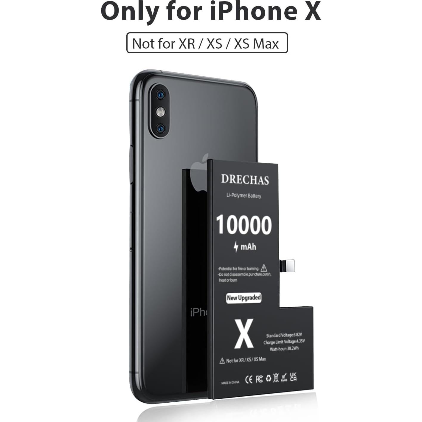 Batería de Reemplazo DRECHAS 10000mAh para iPhone X