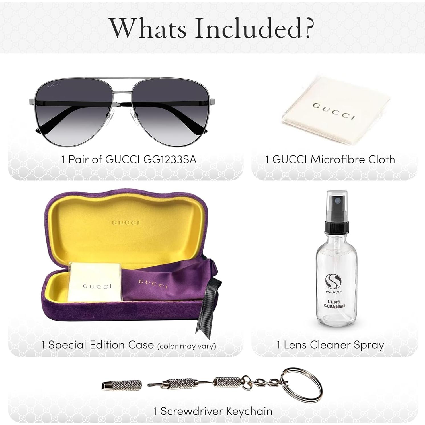 Gucci GG1233SA Gafas de Sol Aviador Gunmetal 63mm