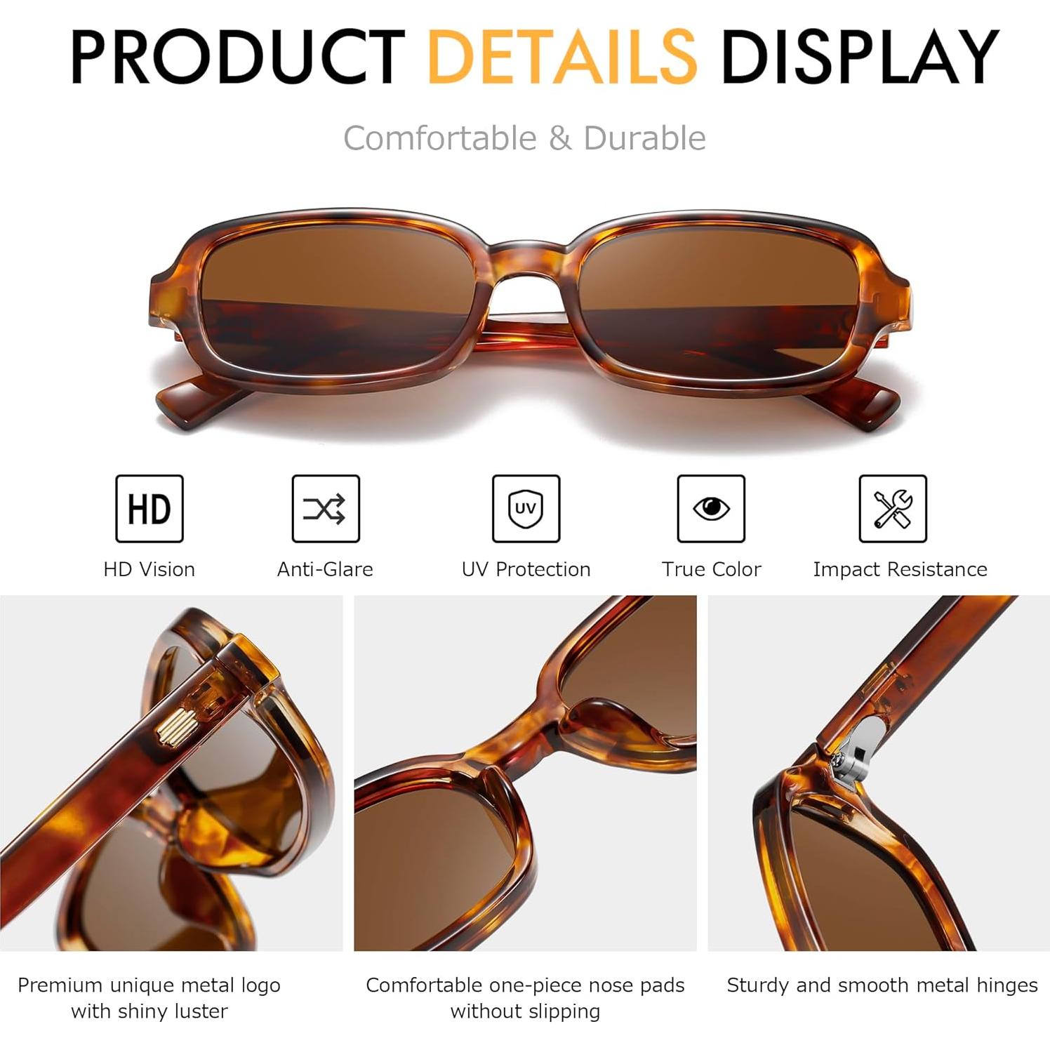 Gafas de sol rectangulares Colrea UV400 para mujeres