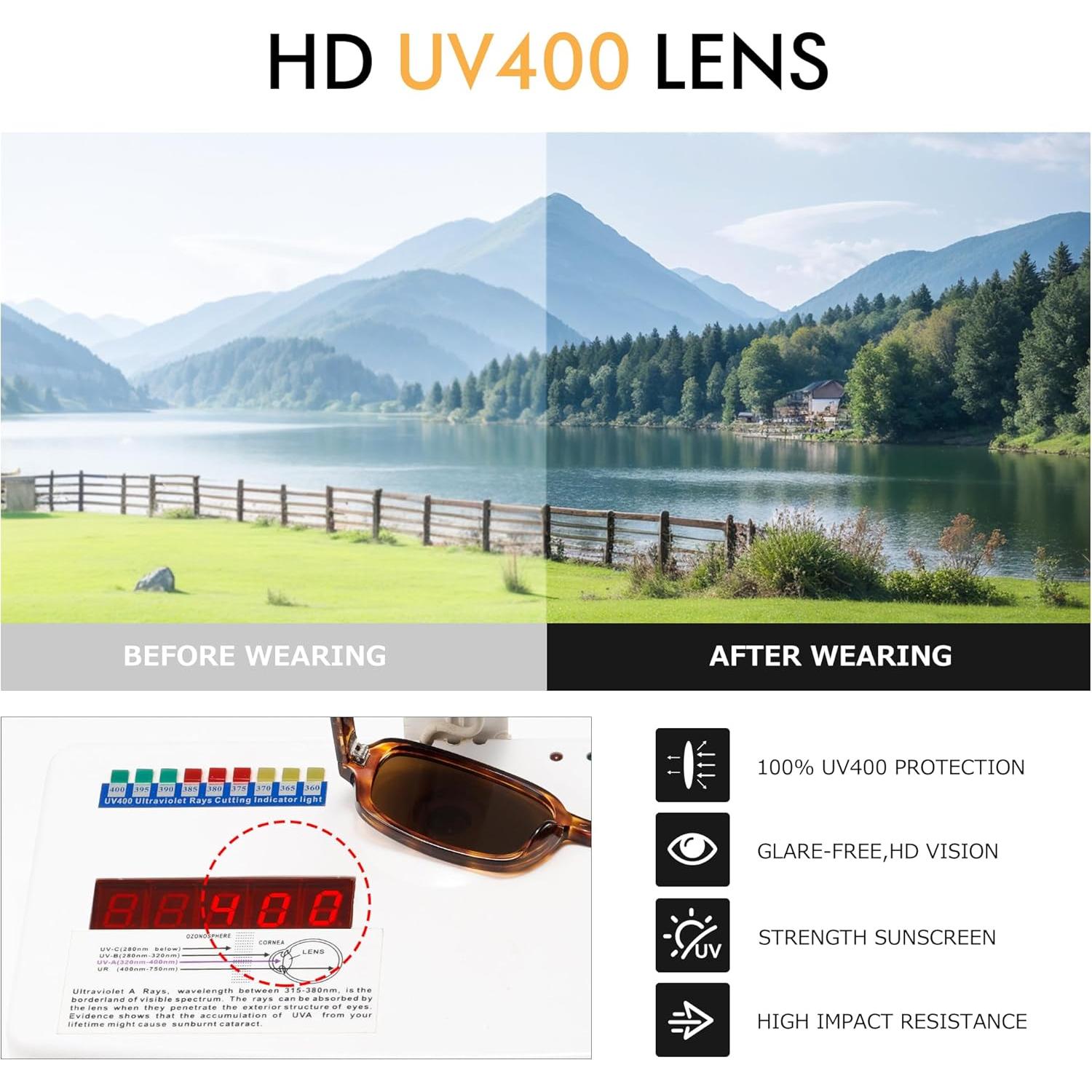 Gafas de sol rectangulares Colrea UV400 para mujeres