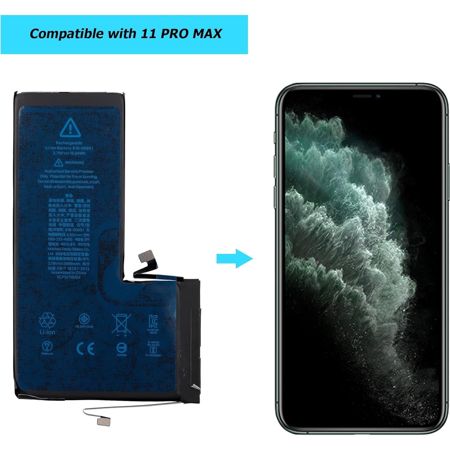 Batería de Reemplazo 616-00653 para iPhone 11 Pro Max 3969mAh