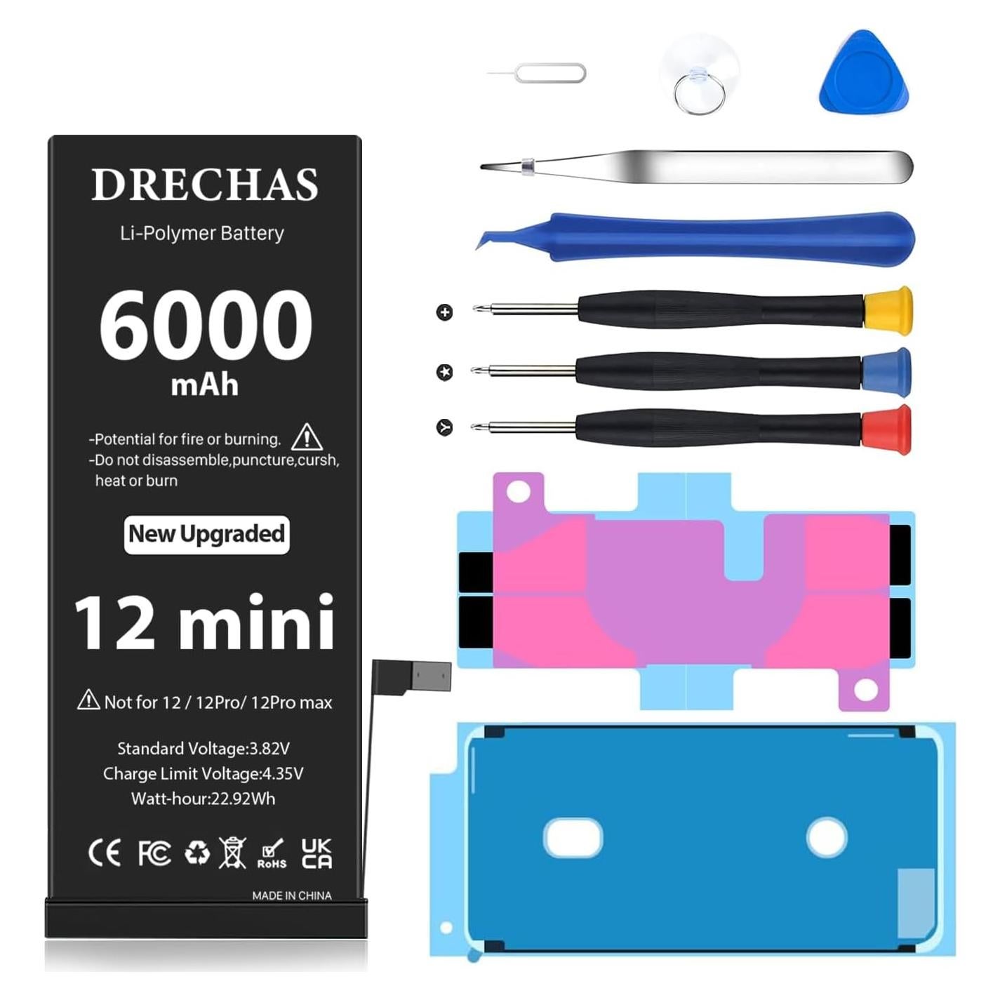 Batería de Reemplazo DRECHAS 6000mAh para iPhone 12 Mini