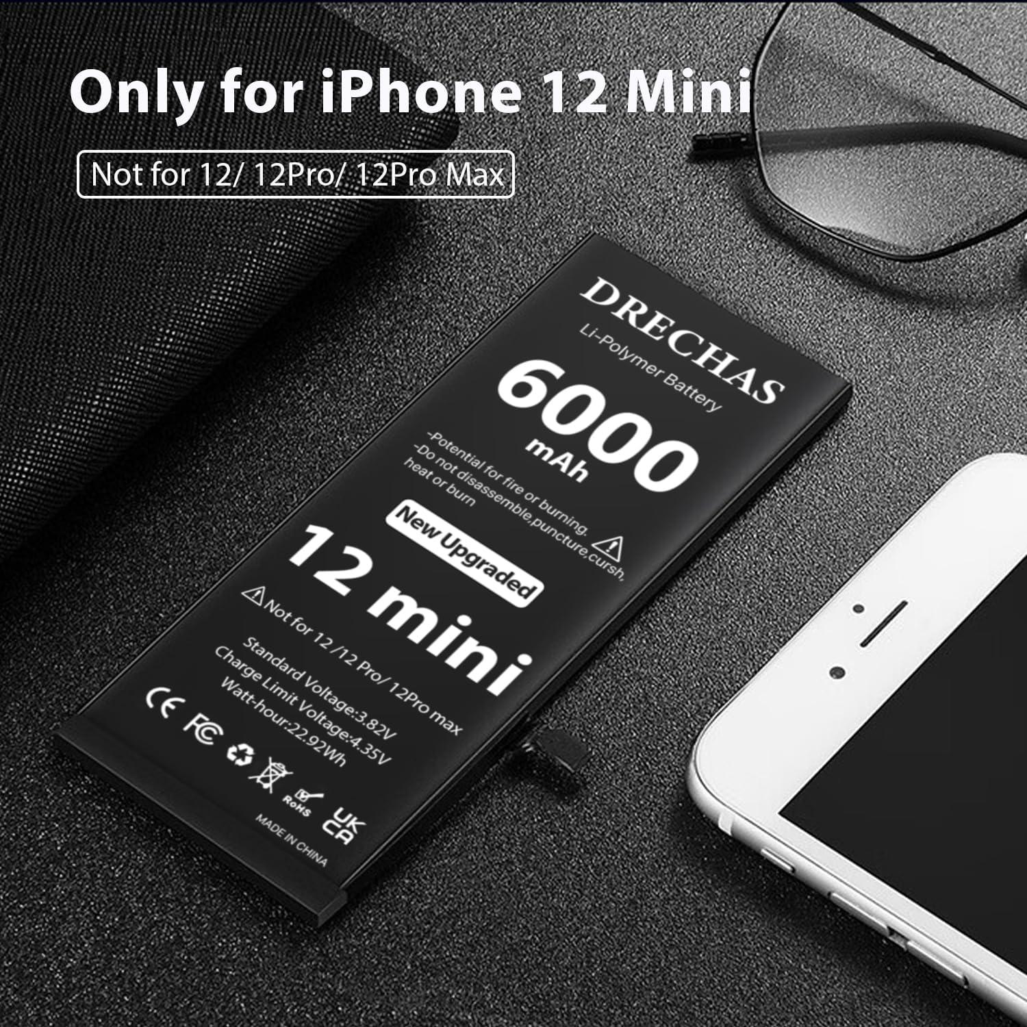 Batería de Reemplazo DRECHAS 6000mAh para iPhone 12 Mini