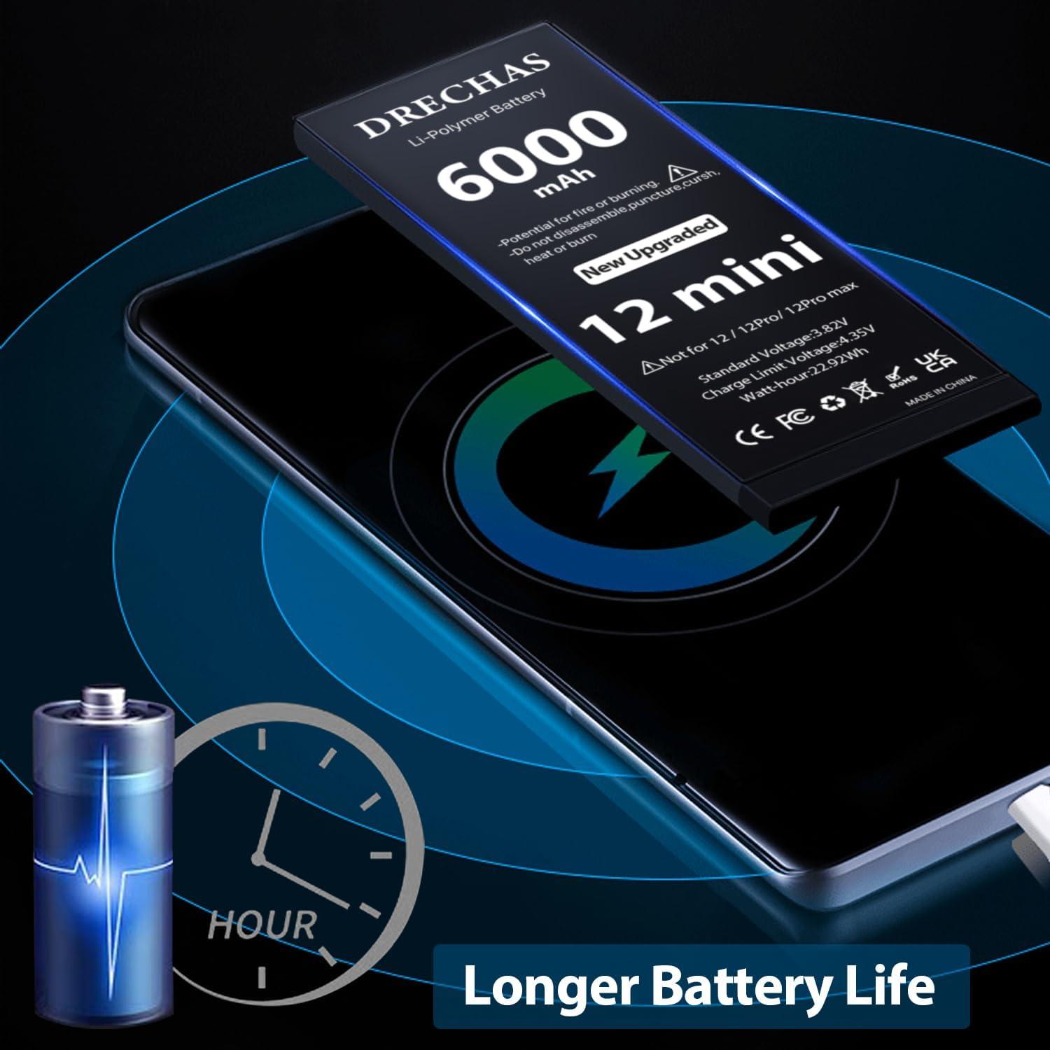 Batería de Reemplazo DRECHAS 6000mAh para iPhone 12 Mini