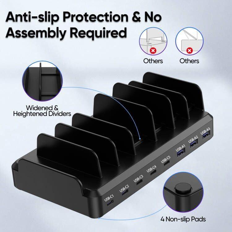 Estación de Carga USB-C 300W 8 Puertos para Dispositivos