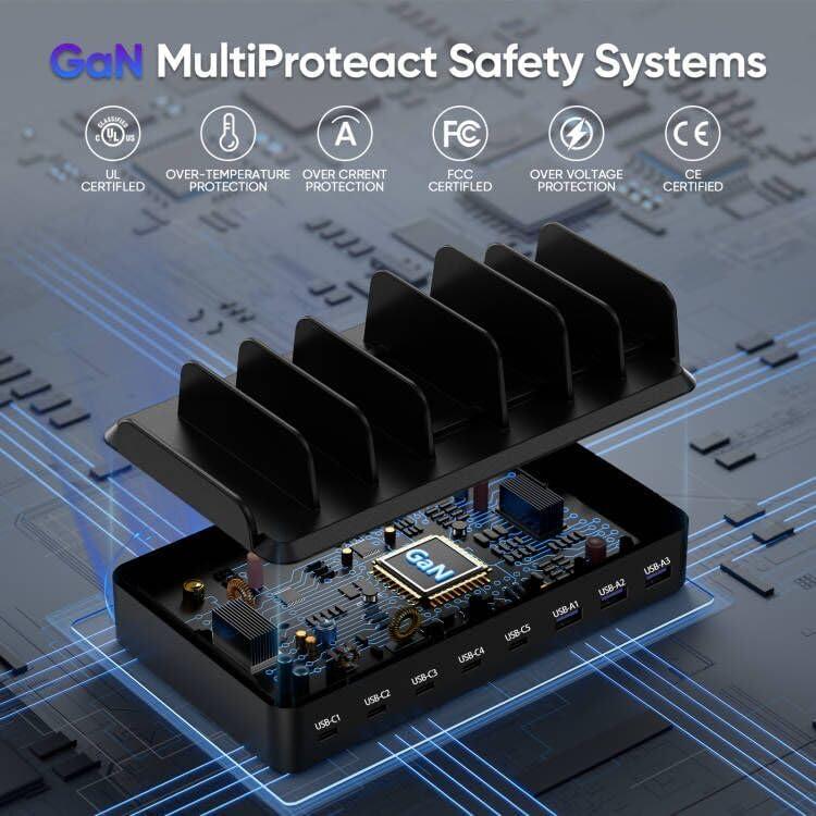 Estación de Carga USB-C 300W 8 Puertos para Dispositivos