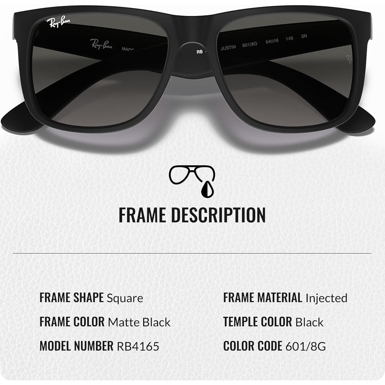 Gafas de Sol Ray-Ban RB4165 JUSTIN Cuadradas 55mm Gris