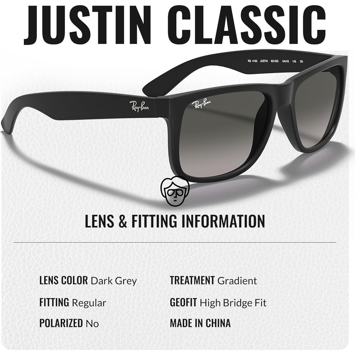 Gafas de Sol Ray-Ban RB4165 JUSTIN Cuadradas 55mm Gris
