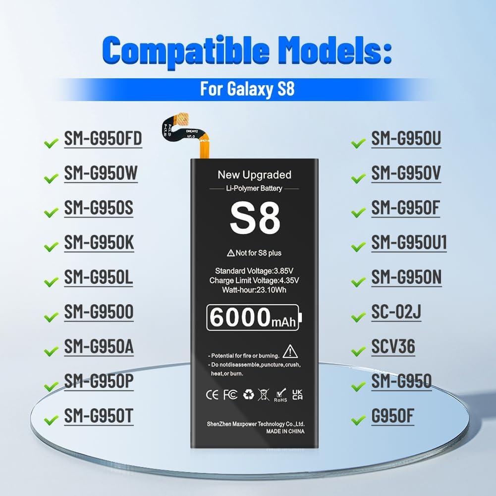 Batería de Reemplazo SHENMZ 6000mAh para Samsung Galaxy S8