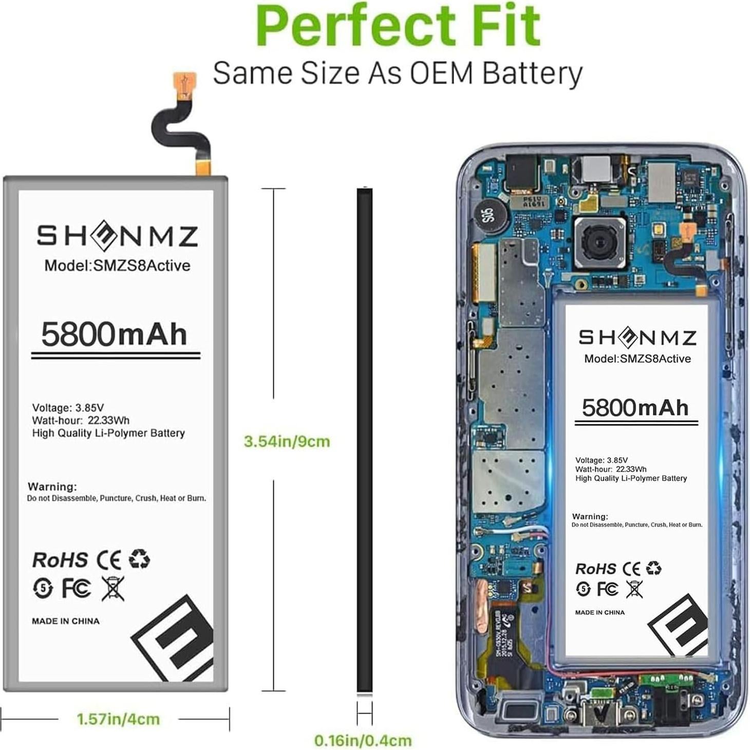 Batería de Reemplazo SHENMZ 5800mAh para Galaxy S8 Active