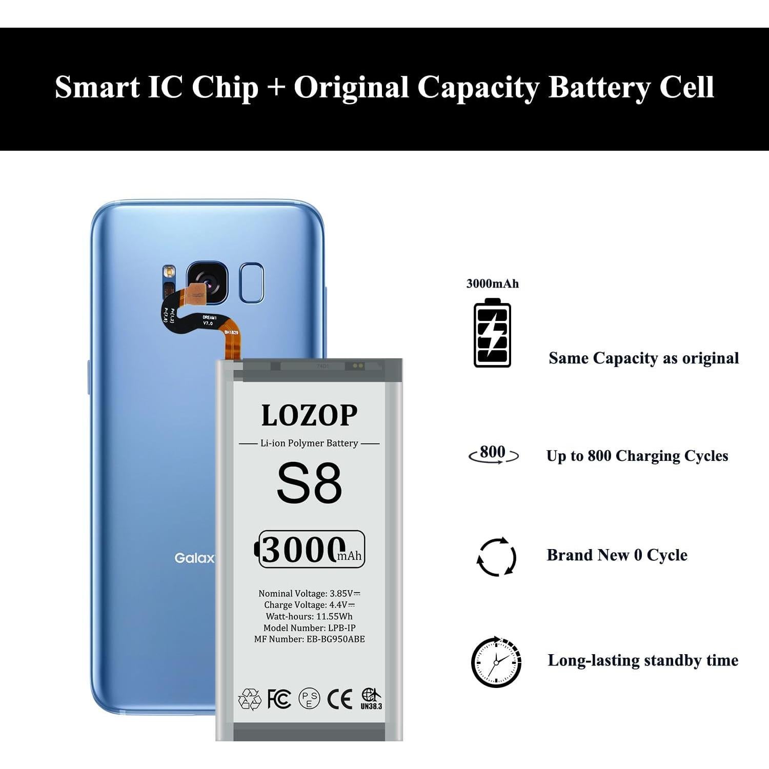 Batería de Reemplazo para Samsung Galaxy S8 LOZOP 100g