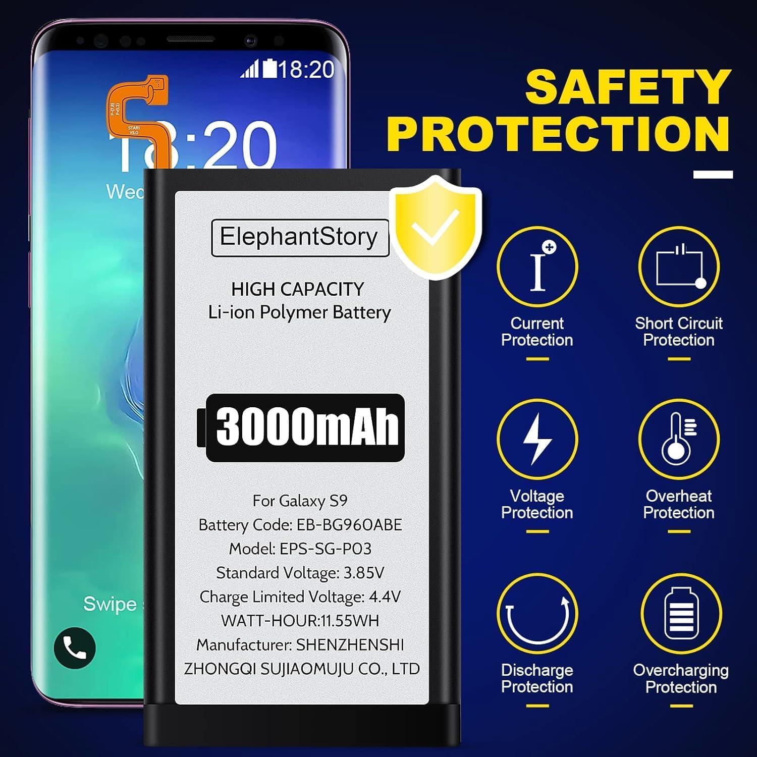 Batería de Reemplazo ElephantStory para Samsung Galaxy S9 3000mAh