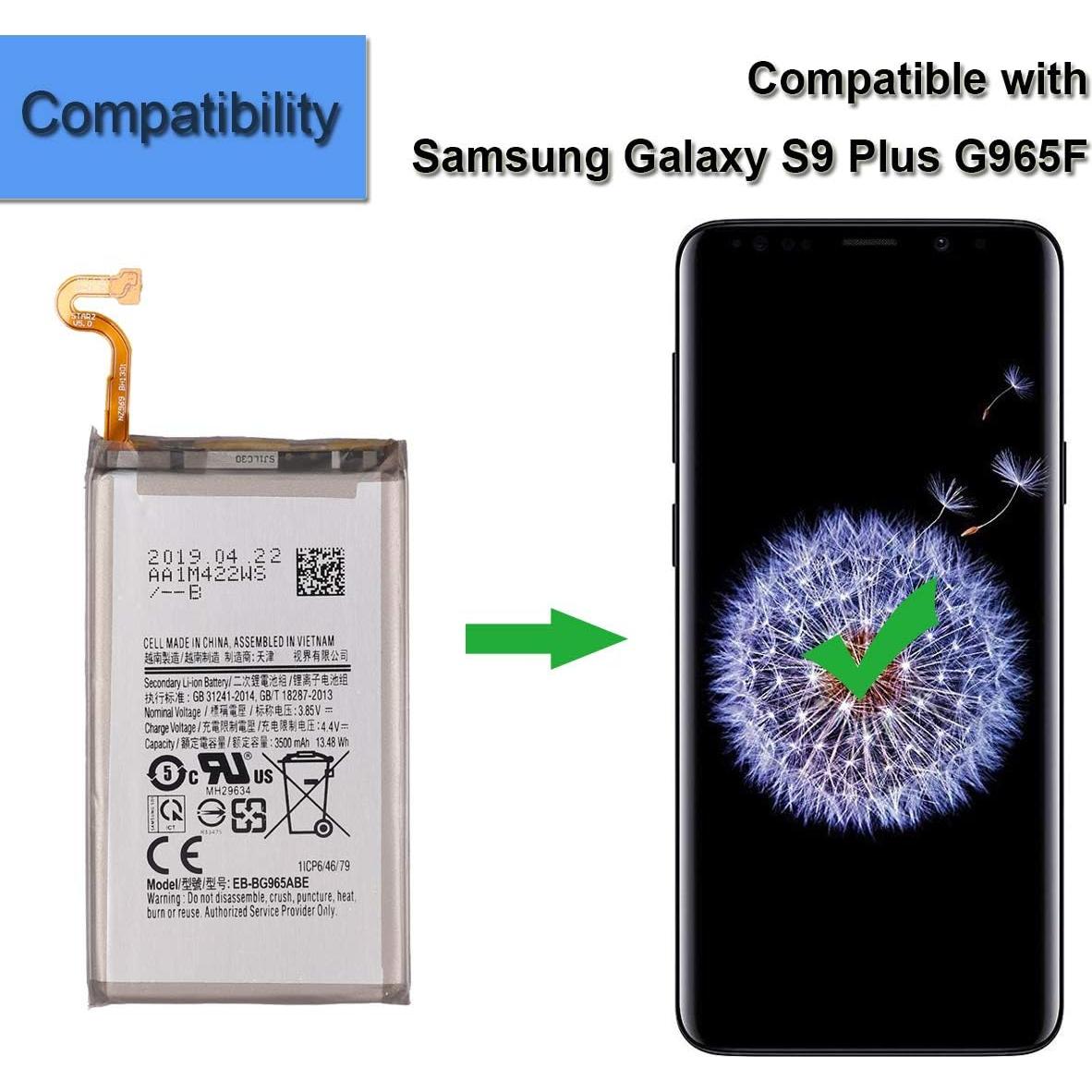 Batería de Reemplazo EB-BG965ABE para Galaxy S9 Plus 3500mAh