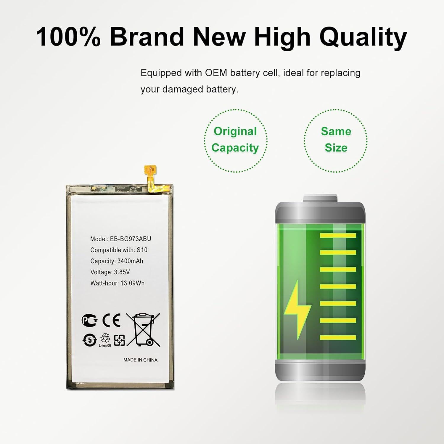 Batería de Reemplazo MAXSHARKS EB-BG973ABU para Galaxy S10