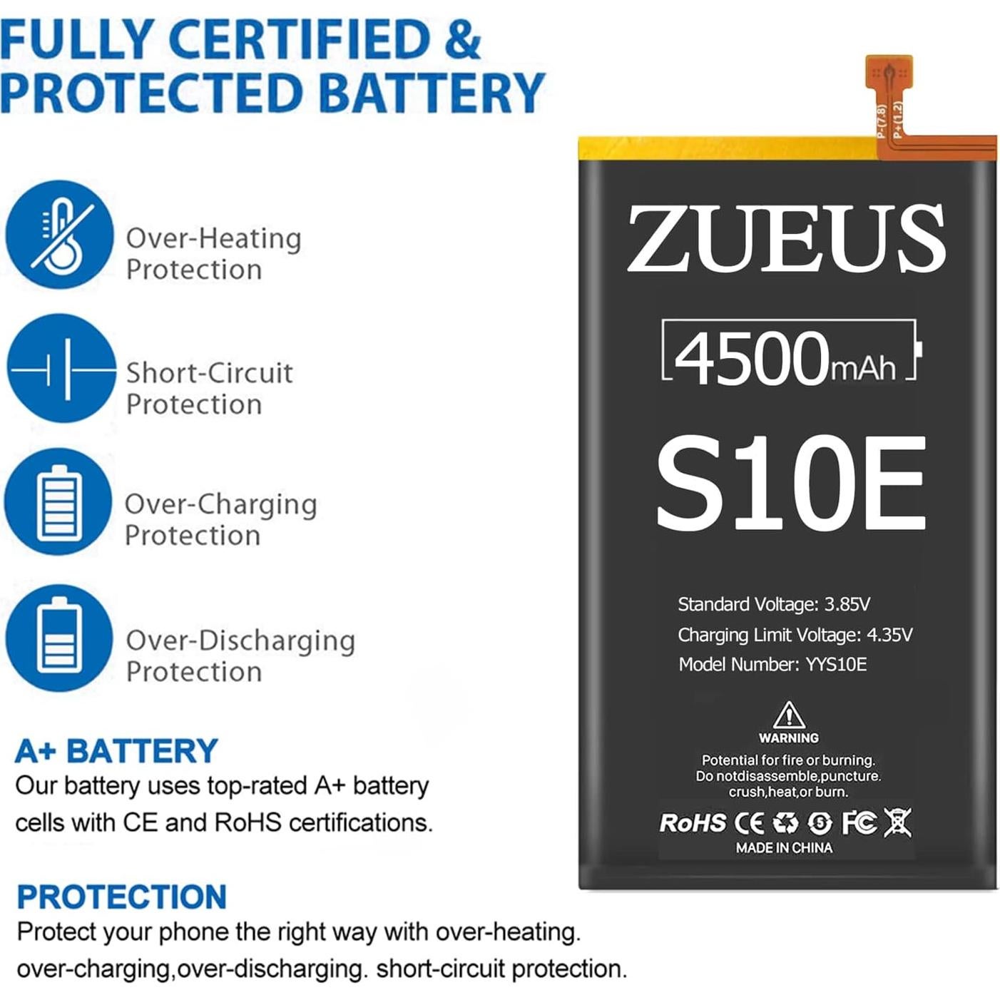 Batería de Reemplazo ZUEUS 4500mAh para Samsung Galaxy S10e