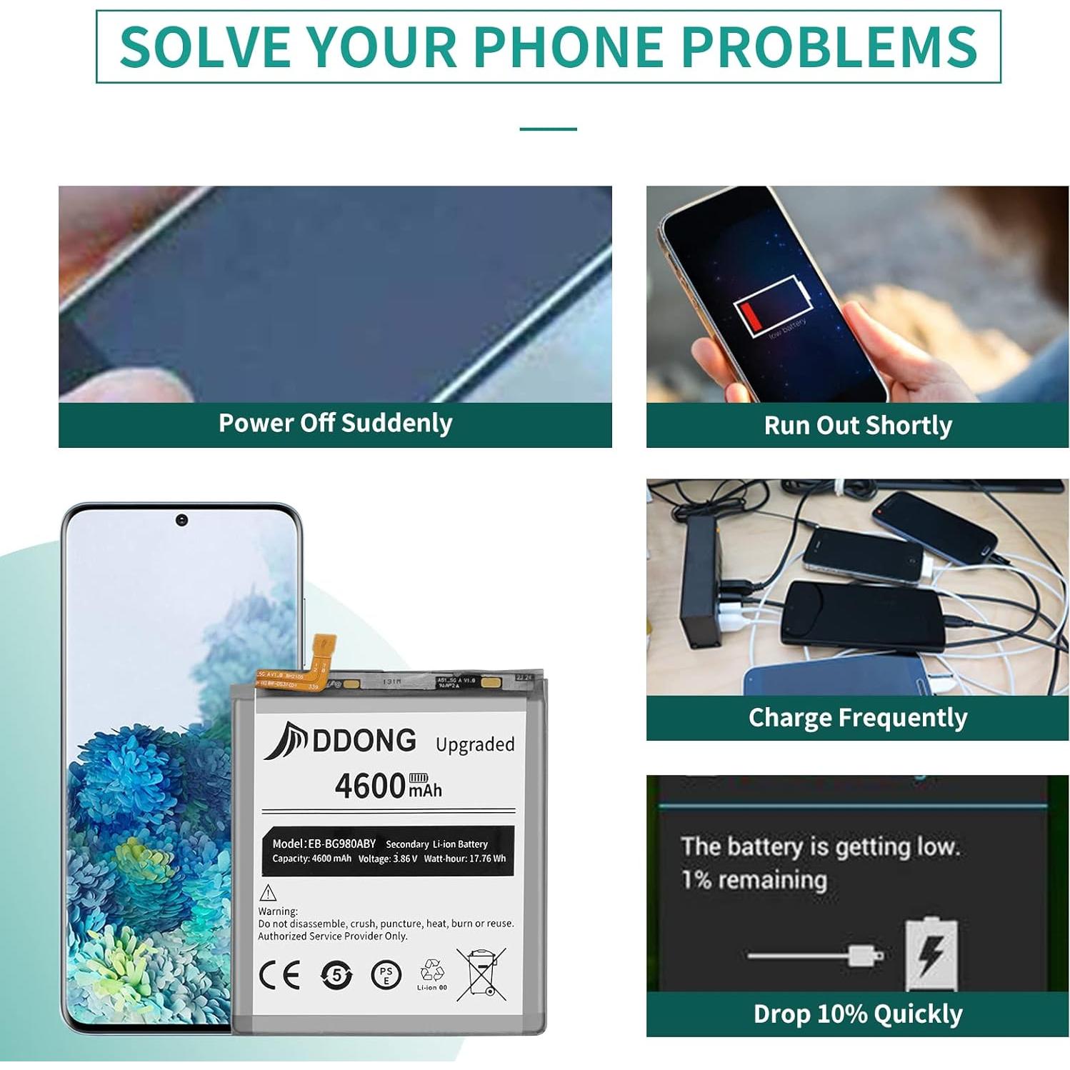 Batería DDONG 4600mAh para Samsung Galaxy S20 5G SM-G981U