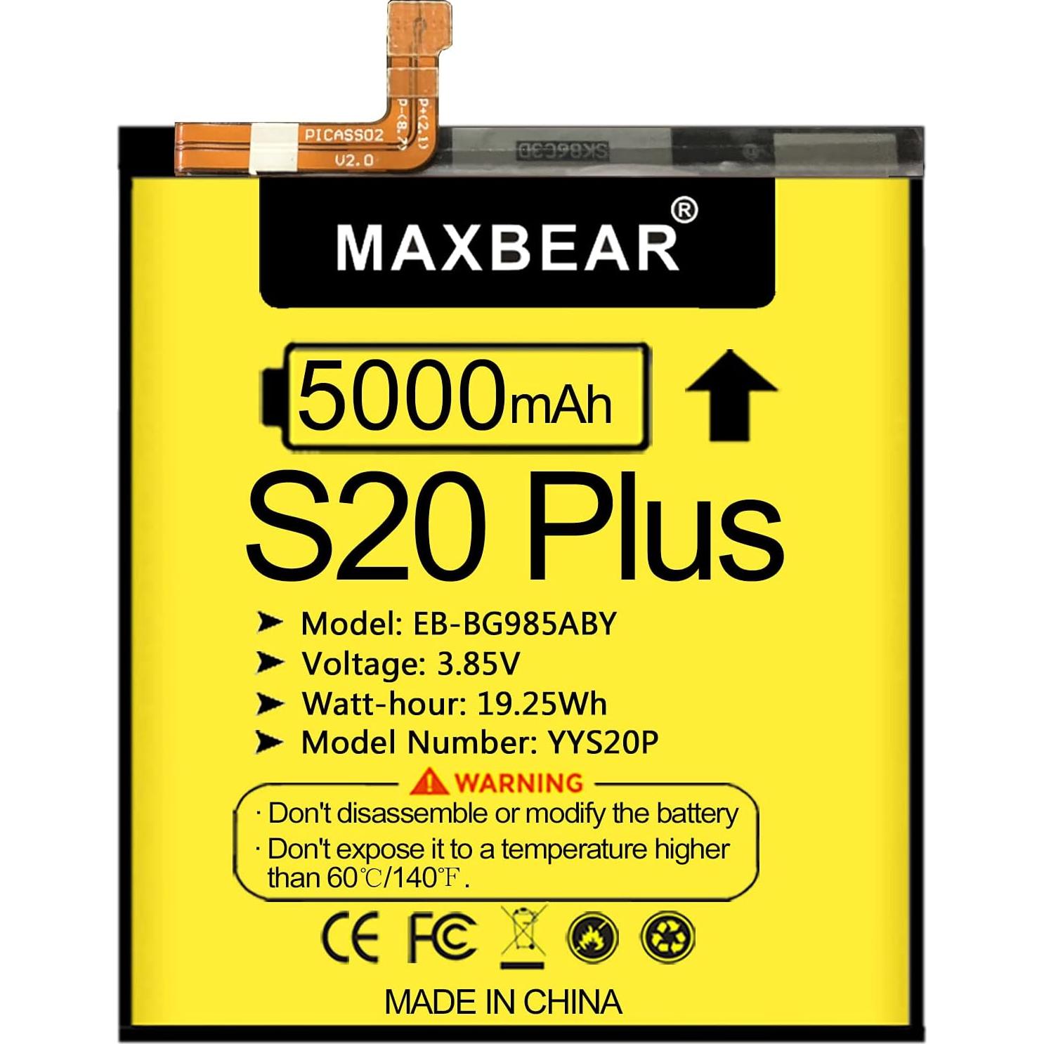 Batería de Reemplazo MAXBEAR 5000mAh para Samsung Galaxy S20 Plus