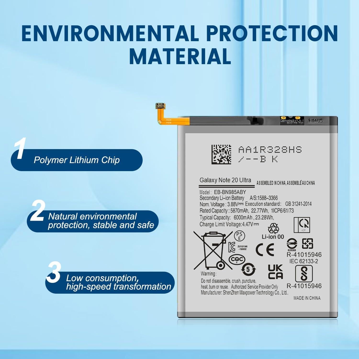 Batería de Reemplazo SHENMZ 6000mAh para Samsung Galaxy Note 20 Ultra