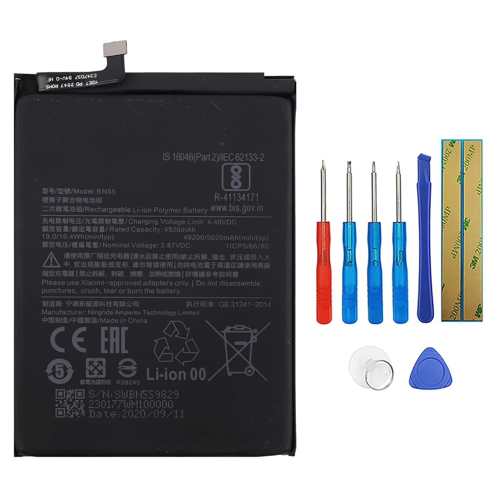 Batería de Reemplazo BN55 4920mAh para Redmi Note 9S