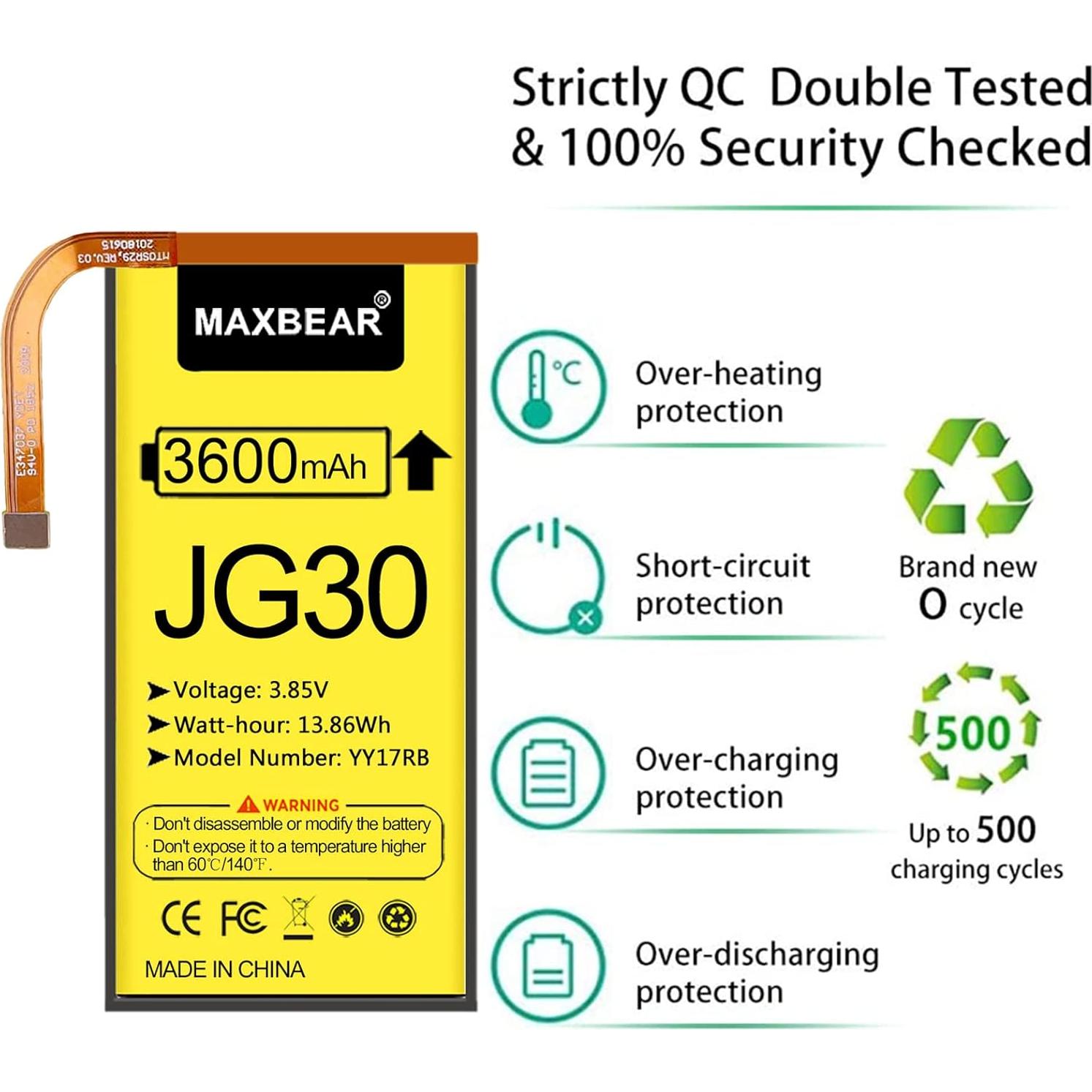 Batería de Reemplazo MAXBEAR 3600mAh para Moto G7