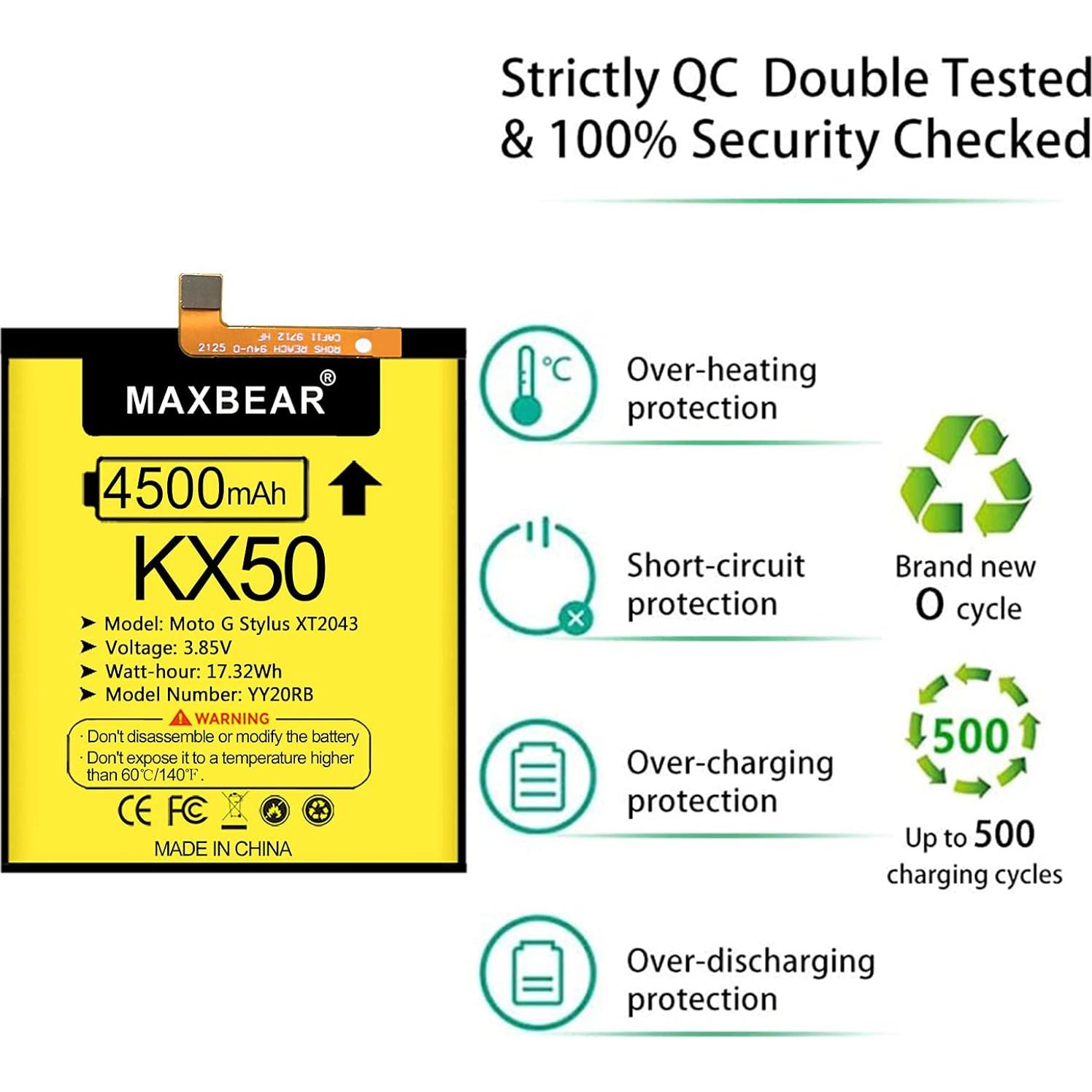 Batería de Reemplazo MAXBEAR 4500mAh para Moto G Stylus