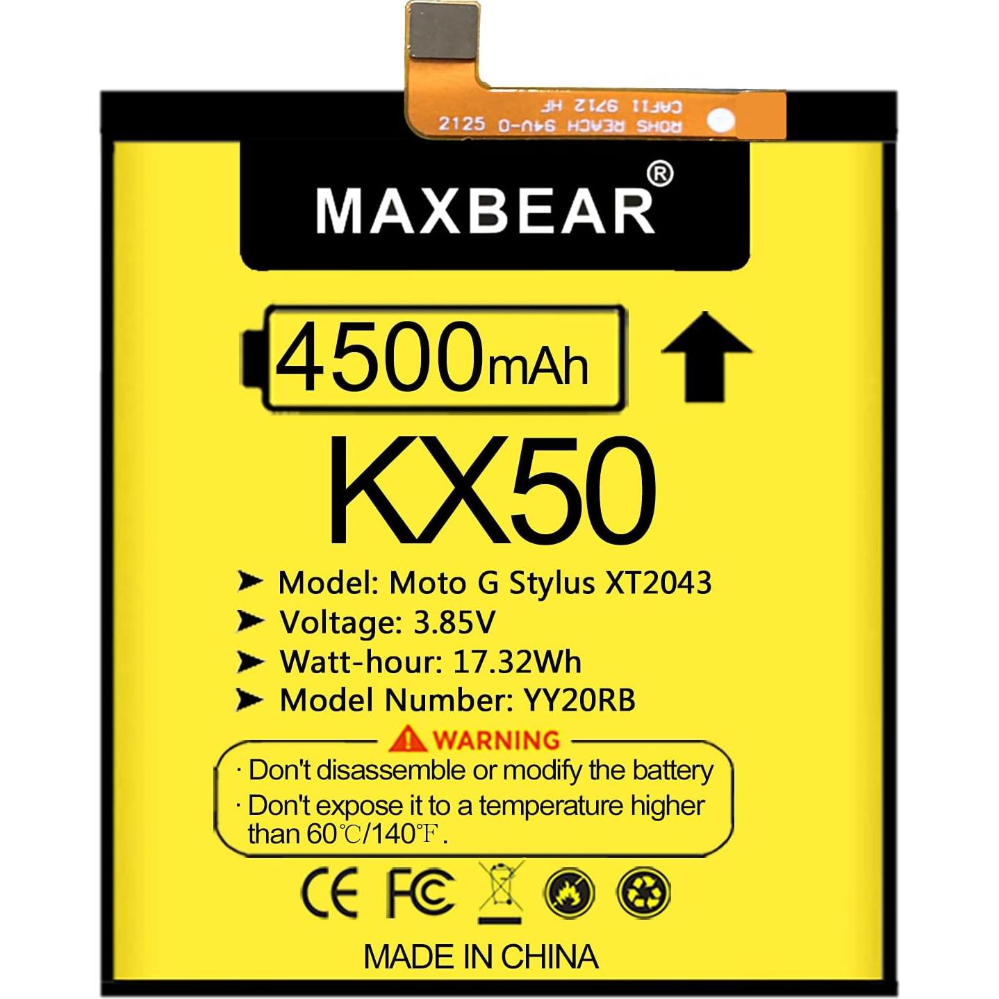 Batería de Reemplazo MAXBEAR 4500mAh para Moto G Stylus