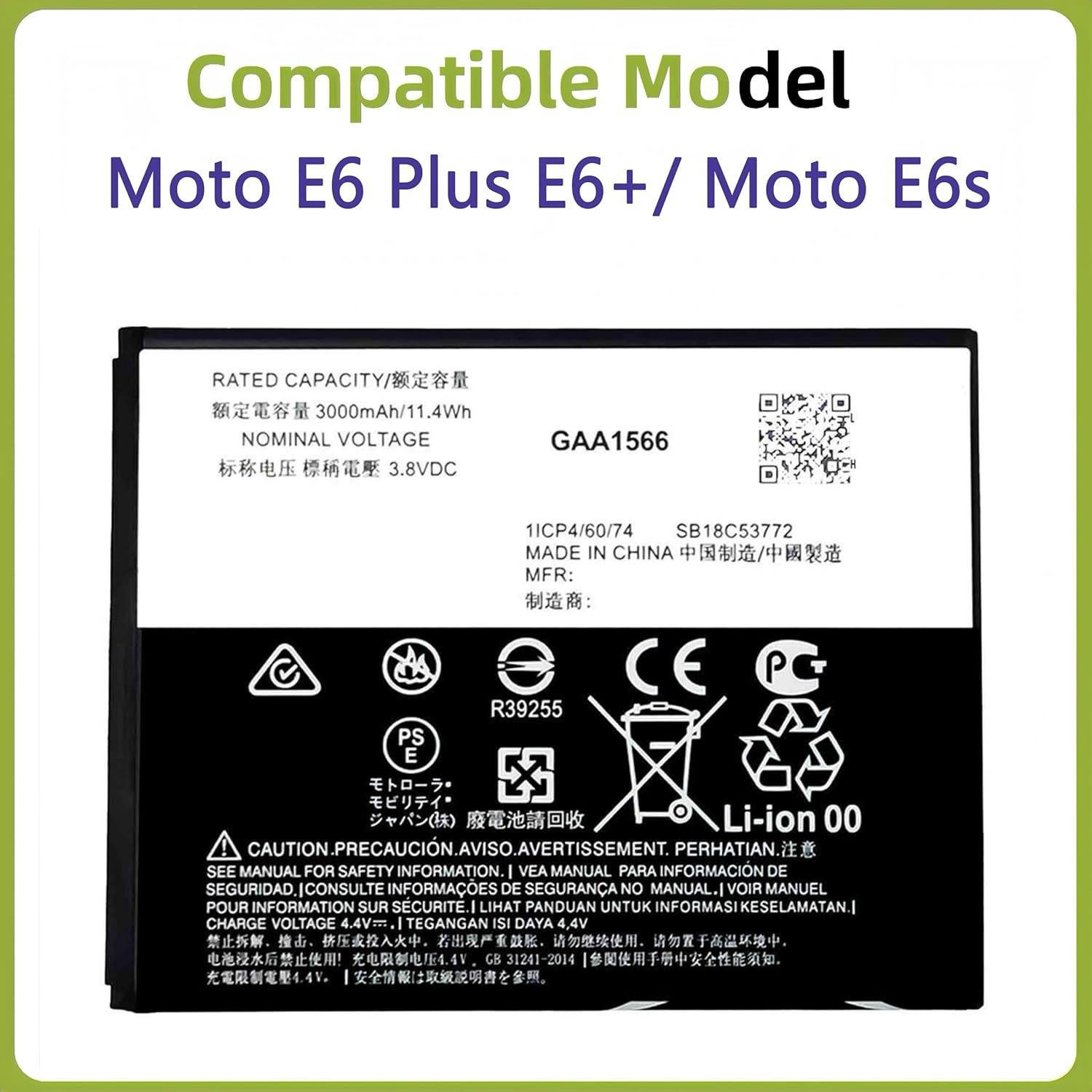 Batería Recargable KC40 para Motorola Moto E6 Plus E6s 3000mAh