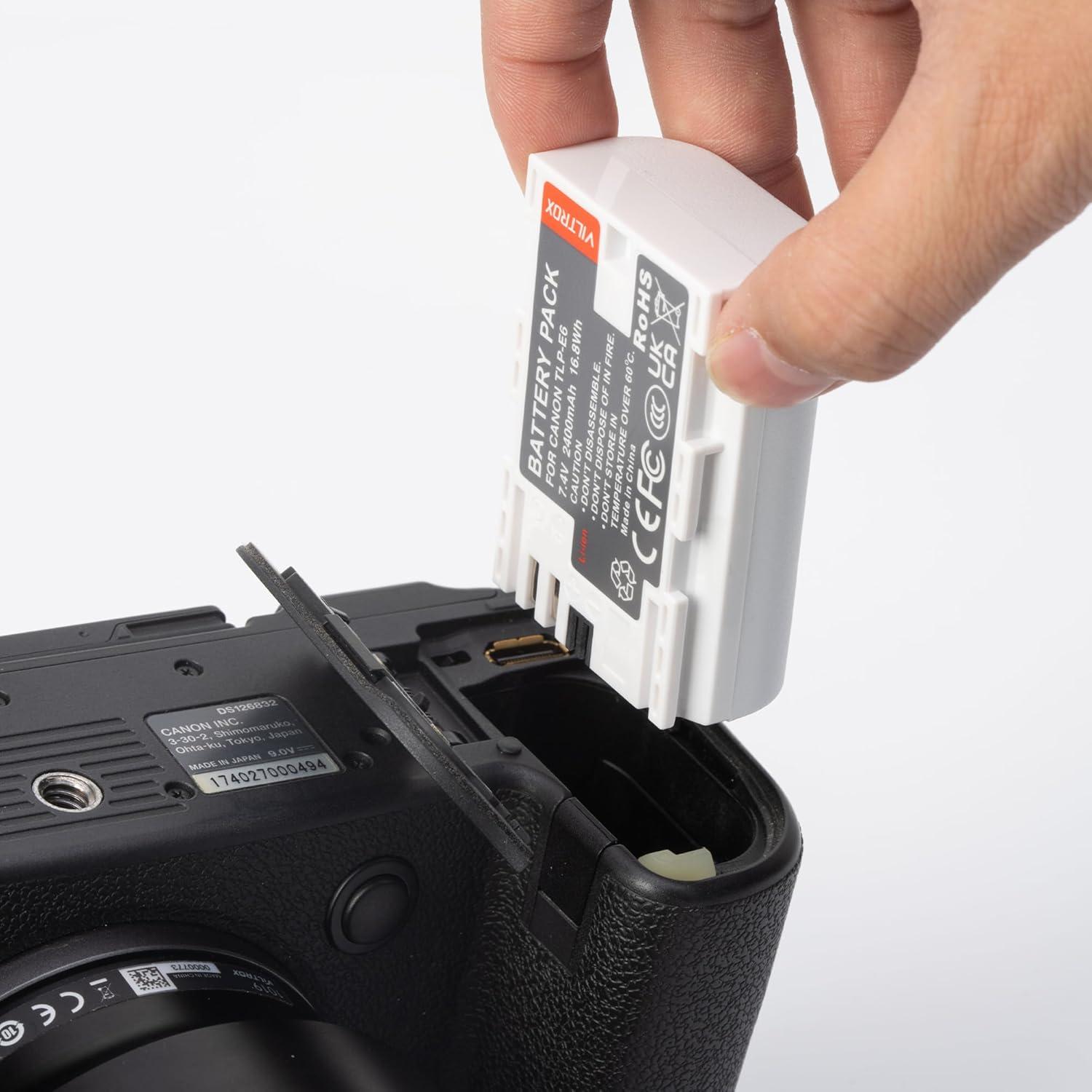 Batería VILTROX TLP-E6 para Canon 2-Pack Carga Rápida Tipo-C