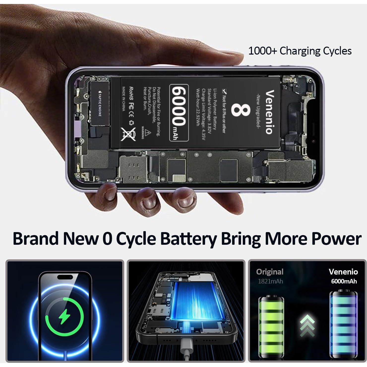 Batería de Reemplazo para iPhone 8 6000mAh con Herramientas