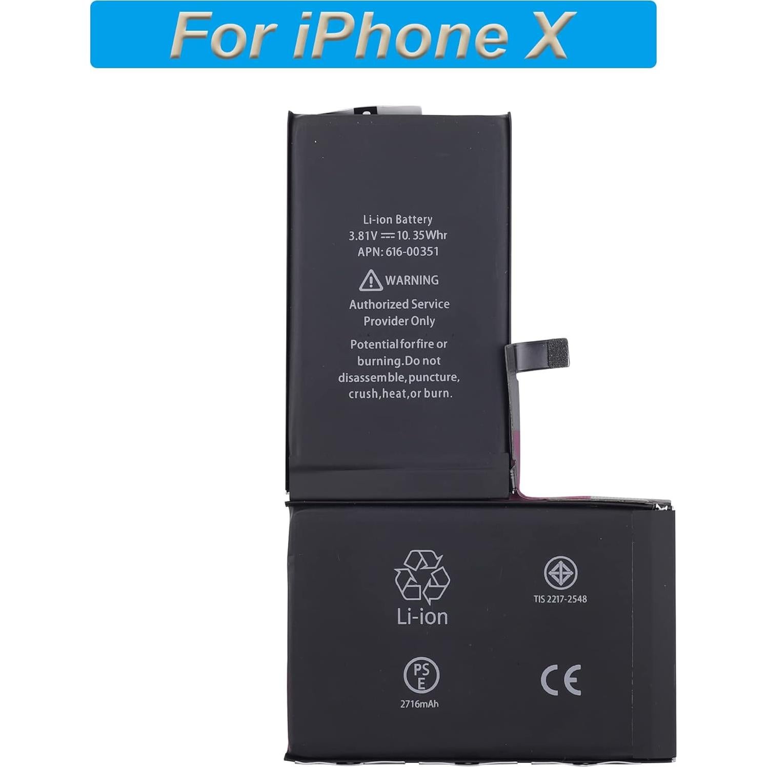 Batería de Reemplazo 616-00346 para iPhone X 2716mAh