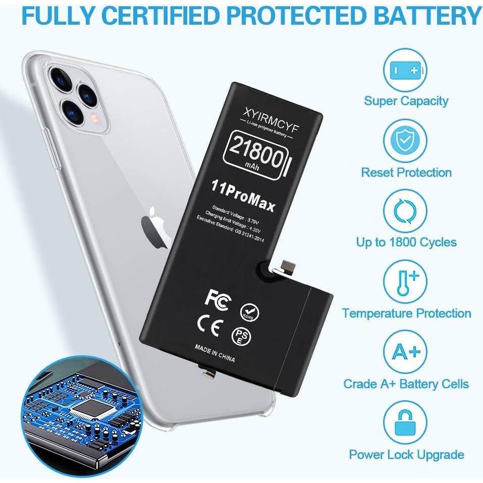 Batería de Reemplazo XYIRMCYF 21800mAh para iPhone 11 Pro Max
