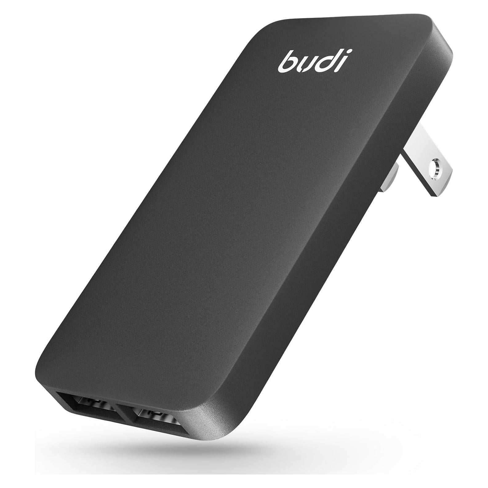 Cargador de Pared Budi 17W USB-A 2 Puertos Negro Delgado