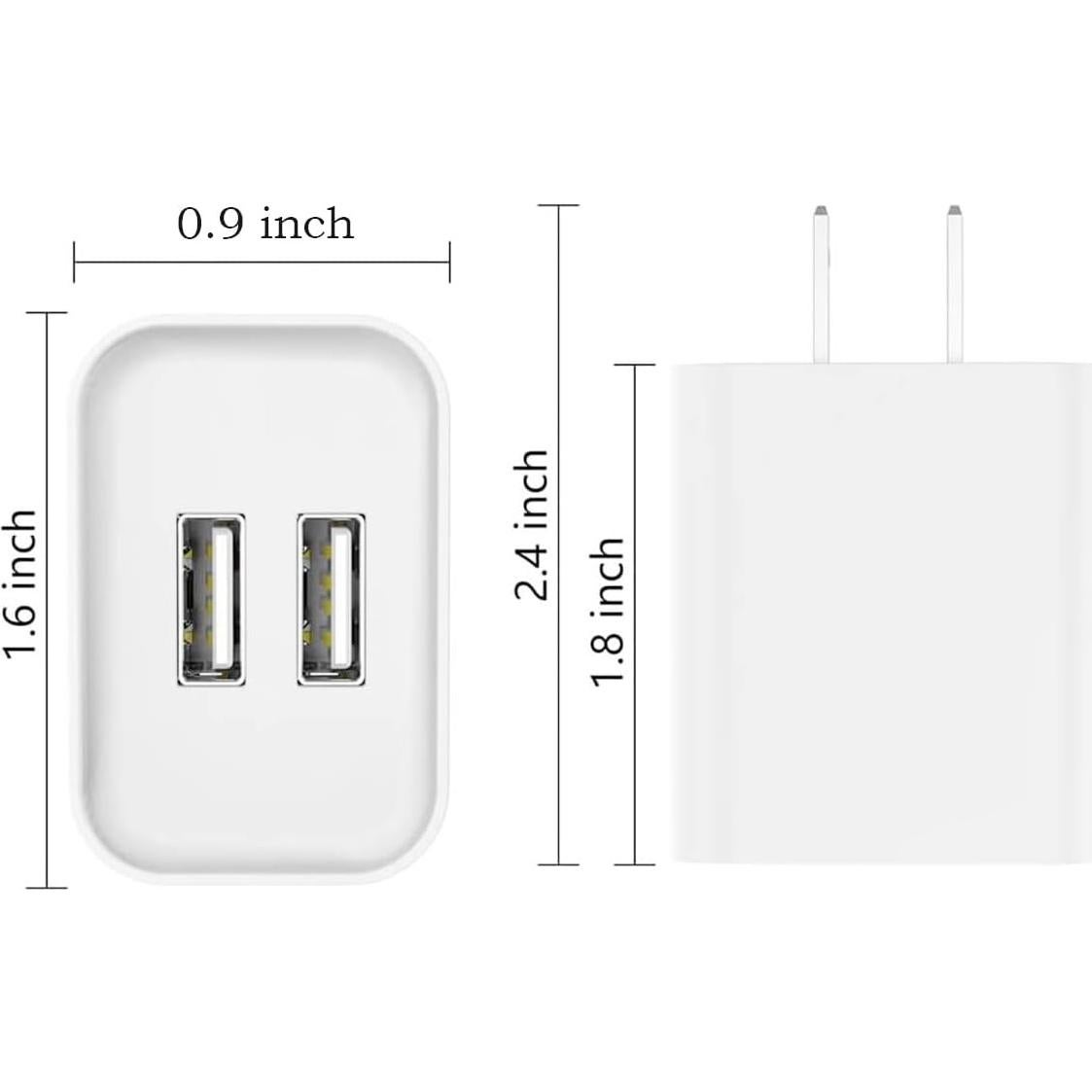 Cargador de pared USB doble puerto 2.4A Huizhou para iPhone y Samsung