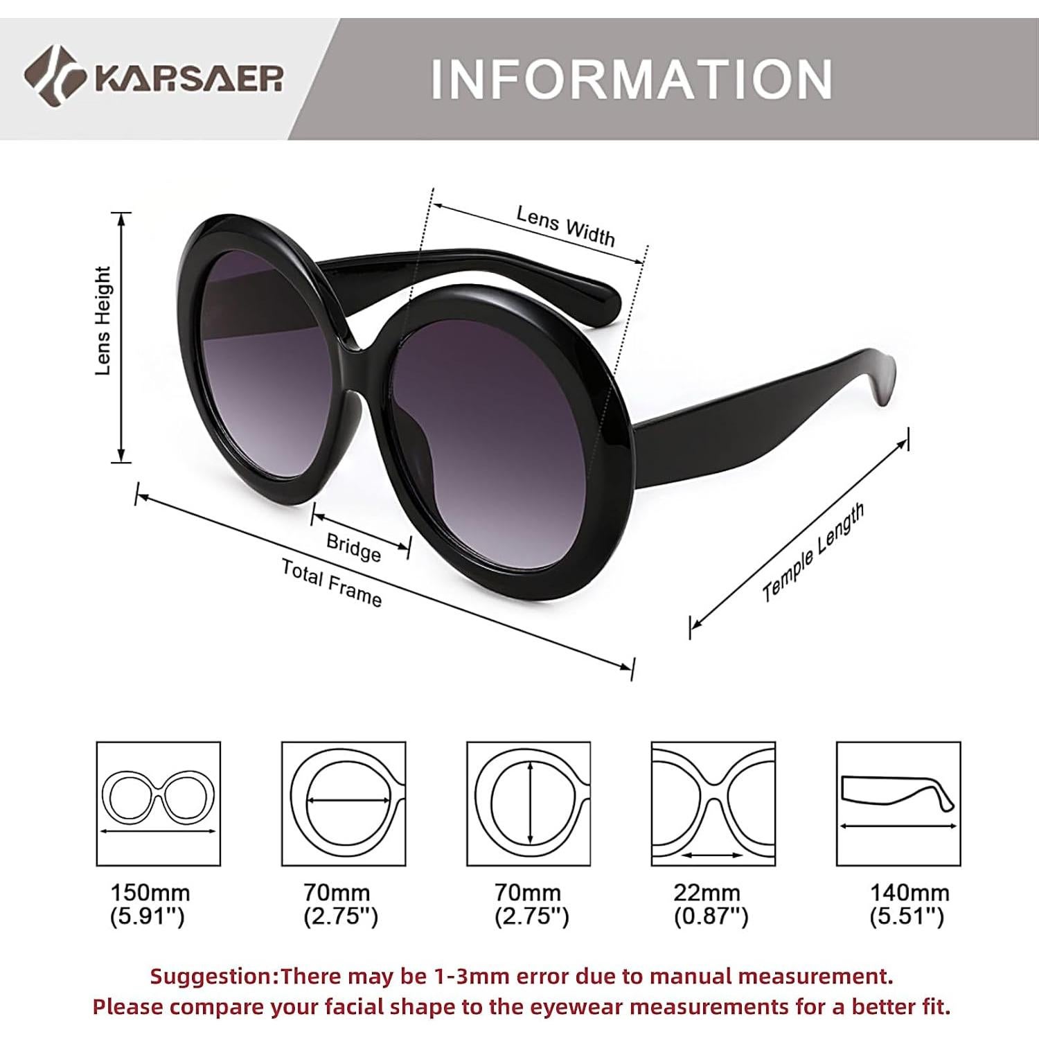 Gafas de sol redondas Karsaer UV400 grandes unisex