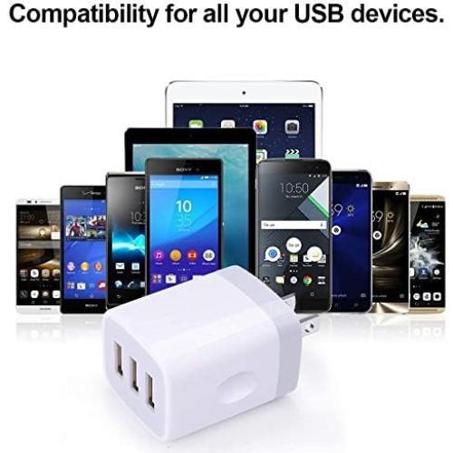 Cargador de Pared USB Sicodo 3 Puertos 3.1A Carga Rápida