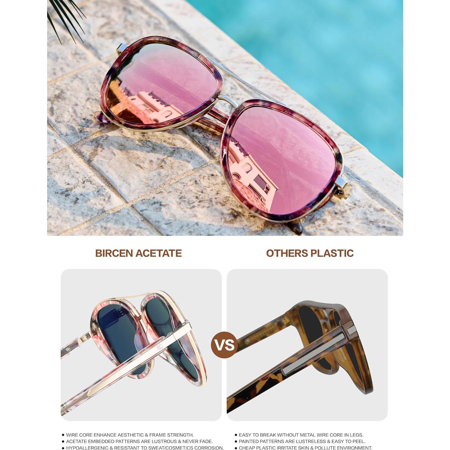 Gafas de sol BIRCEN para mujeres UV400 - Marco acetato