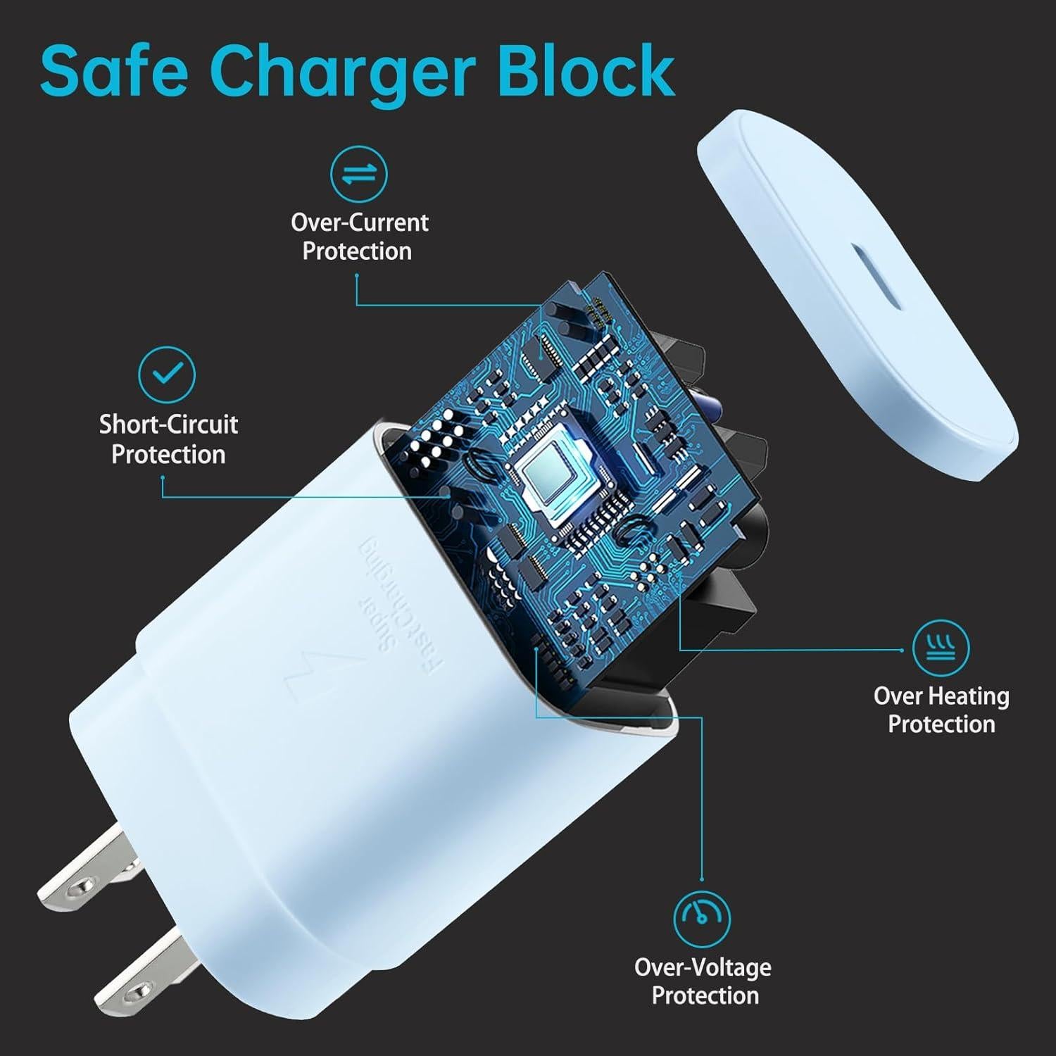 Cargador Rápido USB C 30W Shenzhen XD259 con Cable 2.0m Azul