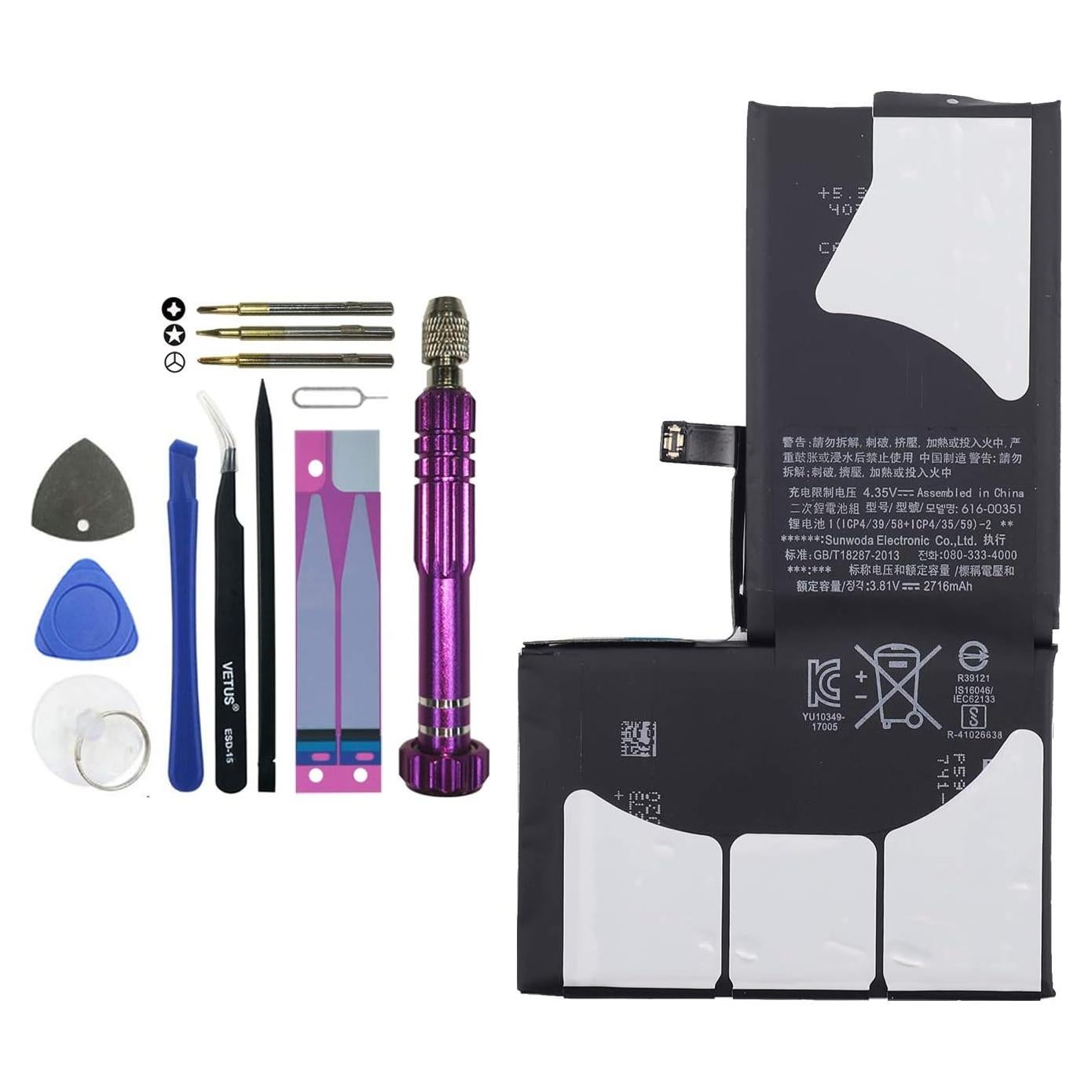 Batería de Reemplazo 616-00351 para iPhone X 3900mAh