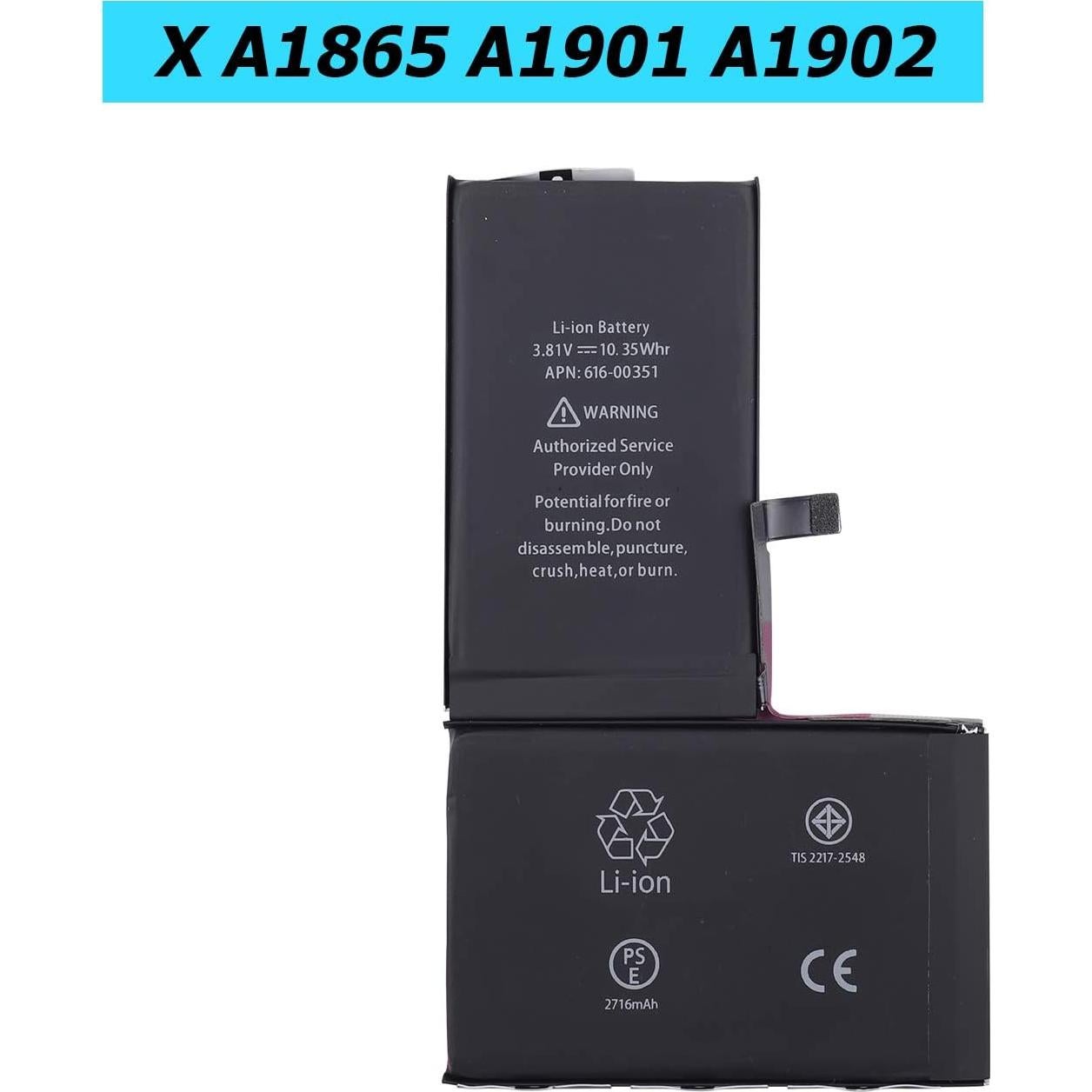 Batería de Reemplazo 616-00351 para iPhone X 3900mAh