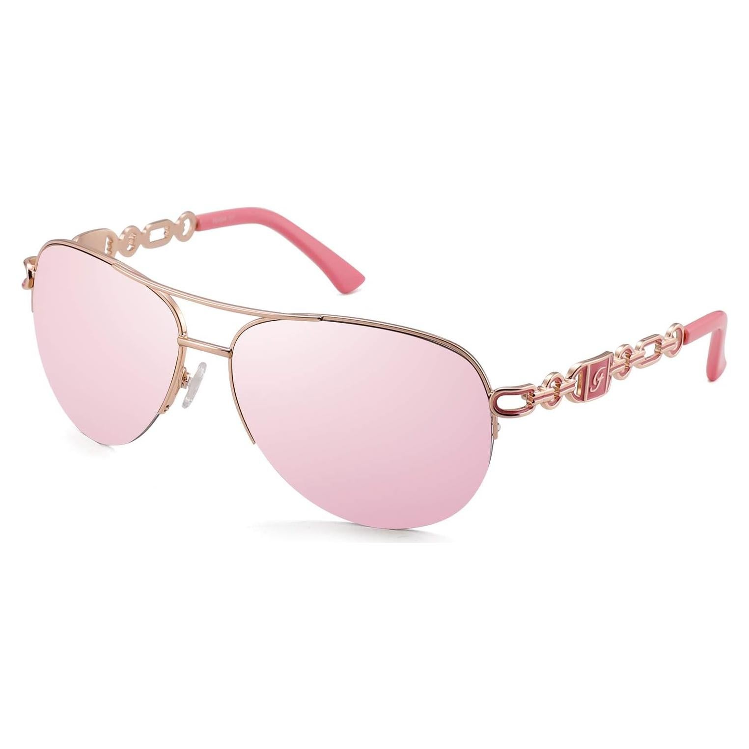 Gafas de sol aviador para mujeres UV 400 marco metal dorado