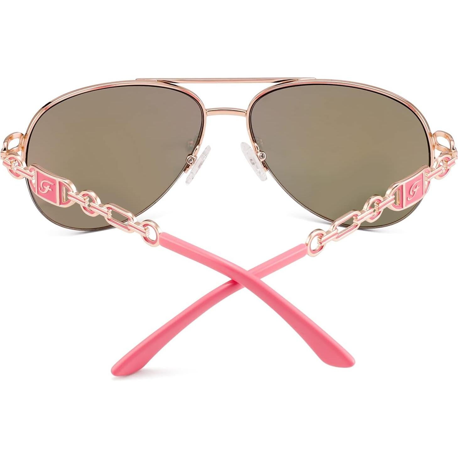 Gafas de sol aviador para mujeres UV 400 marco metal dorado