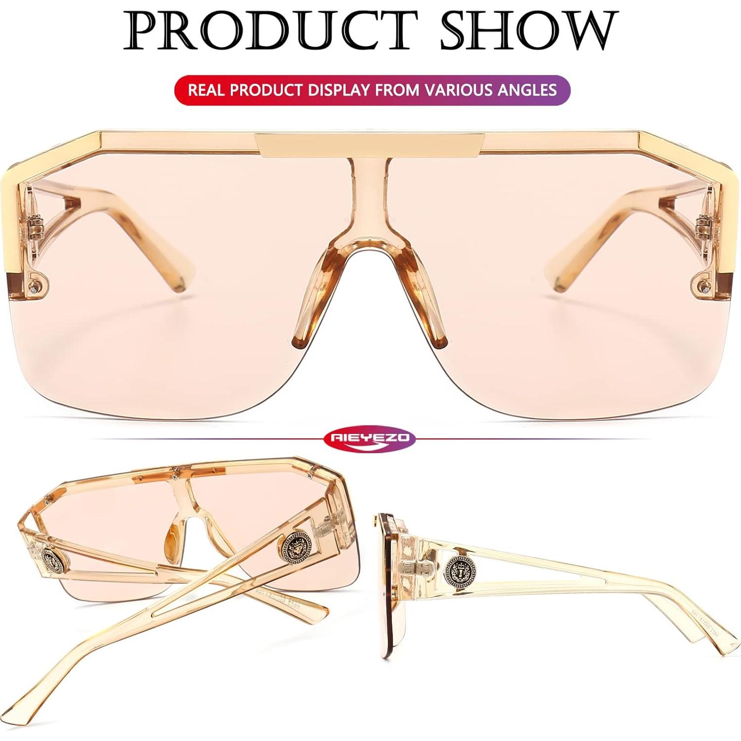 Gafas de sol cuadradas AIEYEZO con lente plana 72mm