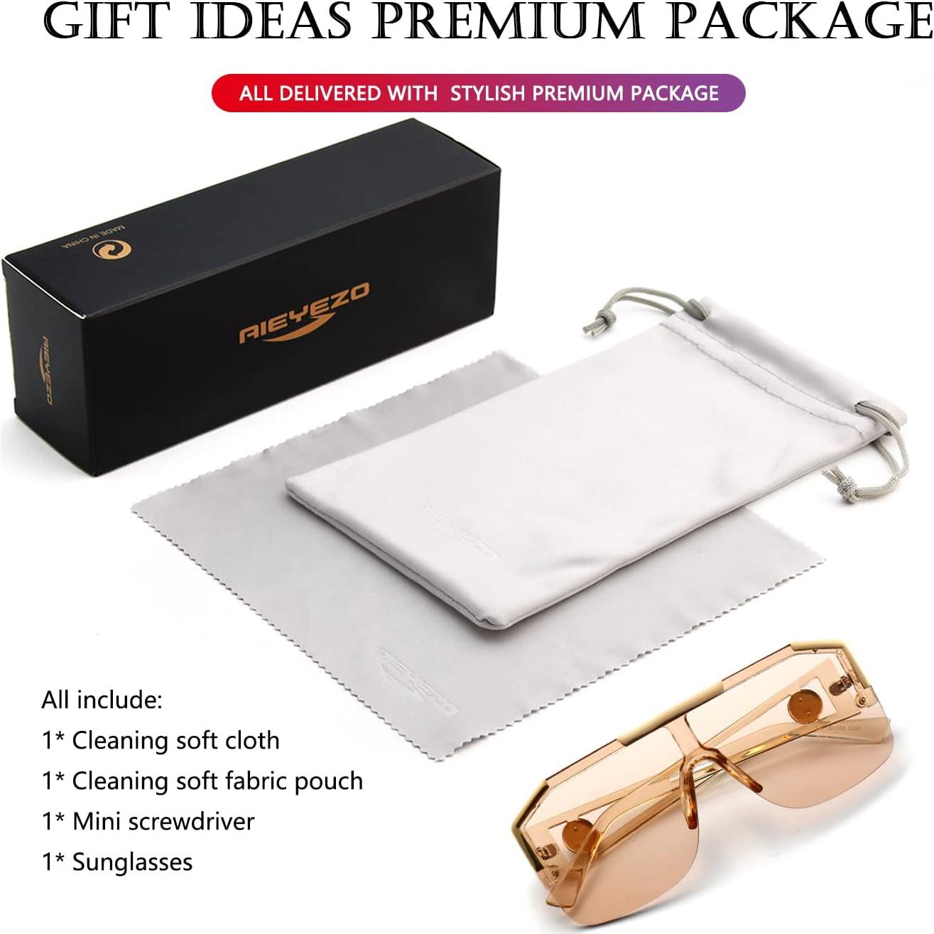 Gafas de sol cuadradas AIEYEZO con lente plana 72mm