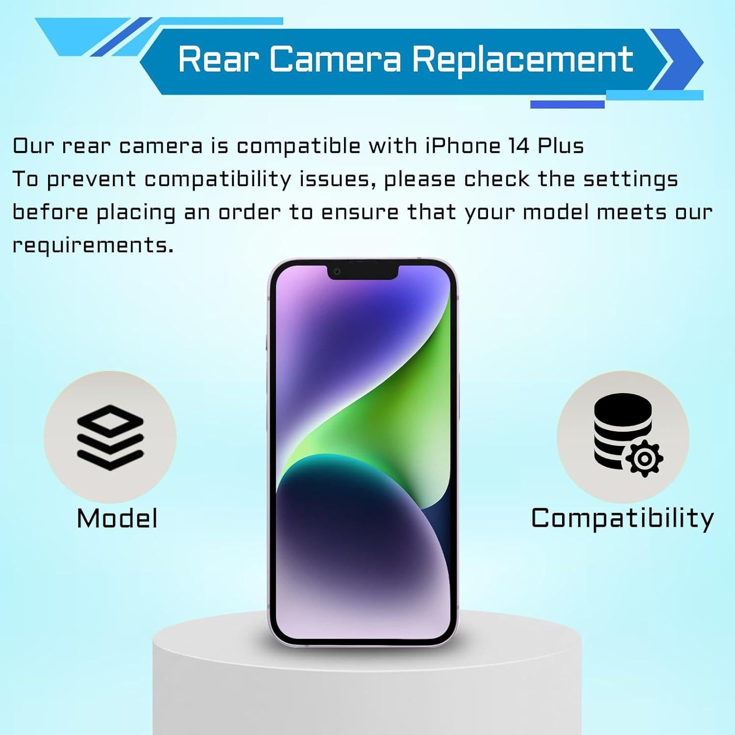 Reemplazo Cámara Trasera iPhone 14 Plus 12MP + Herramientas