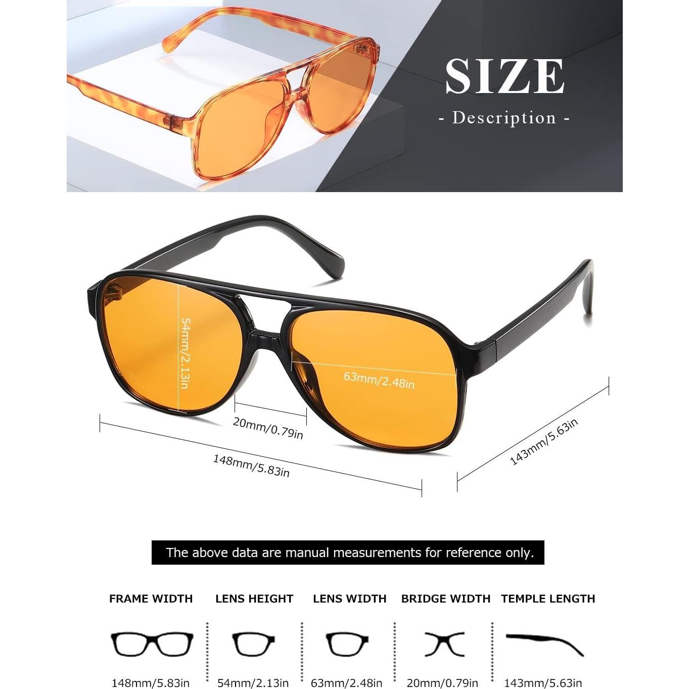 Gafas de sol aviador TIANYESY retro unisex 5.08x6.30 cm