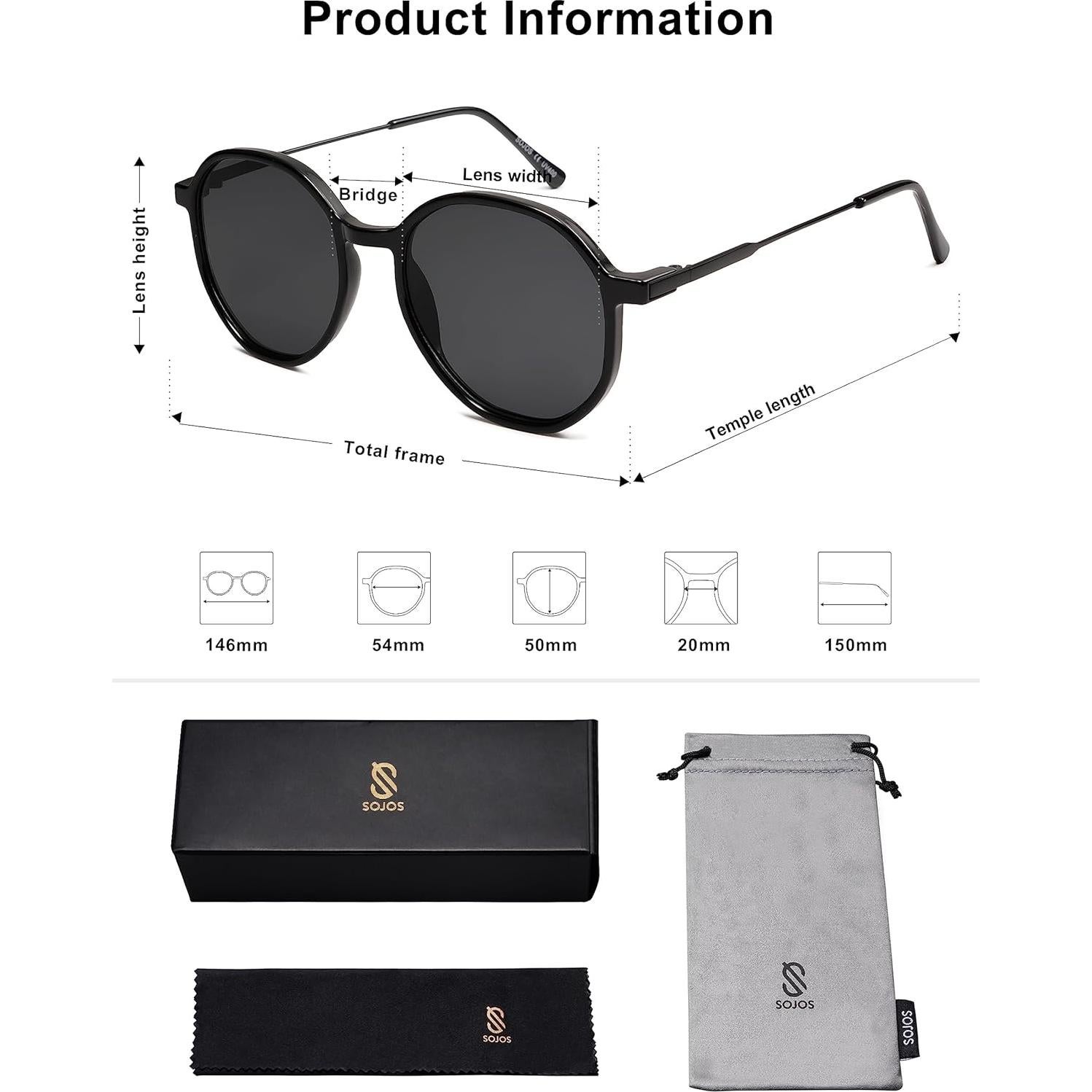 Gafas de sol hexagonales SOJOS UV400 para mujeres