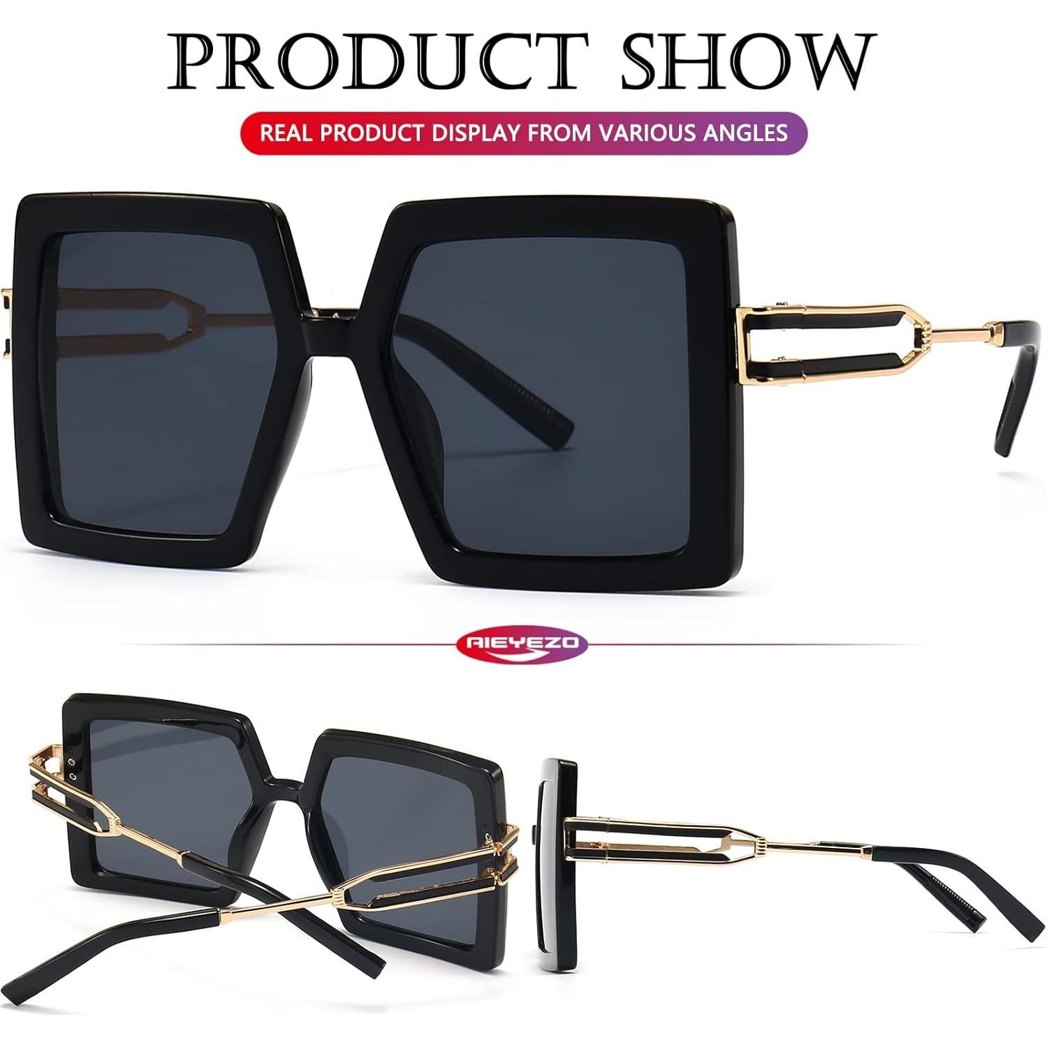 Gafas de sol grandes AIEYEZO UV400 para mujeres estilo cuadrado